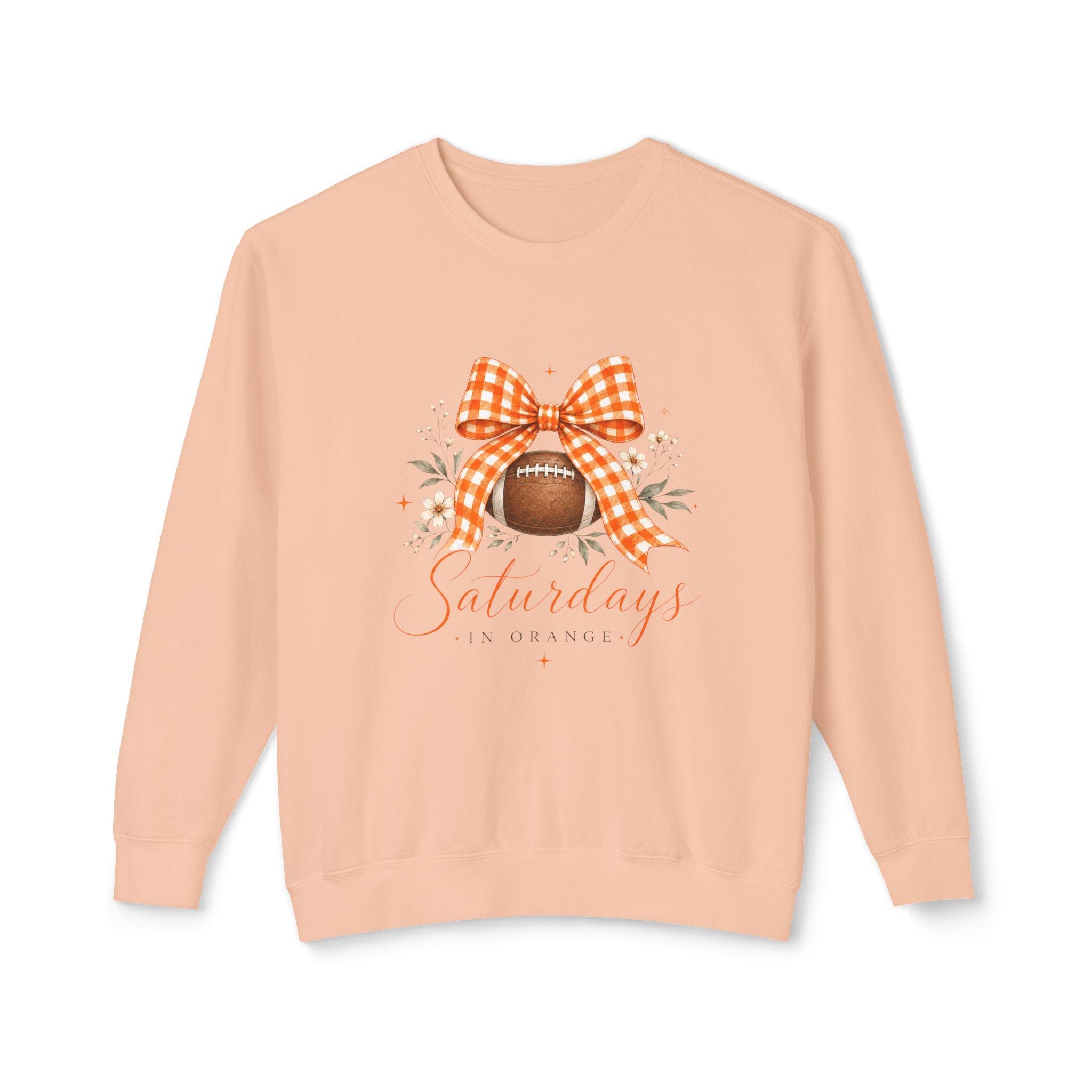 Saturdays Football with Orange Gingham Bow Sweatshirt | Tailgate Fall Style, view 7