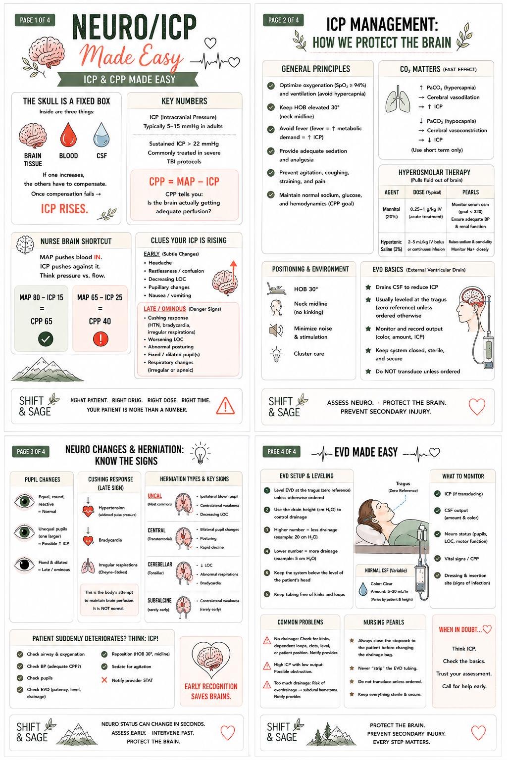 Neuro ICP Nursing Study Guide, EVD CPP Critical Care Notes (pdf), view 2