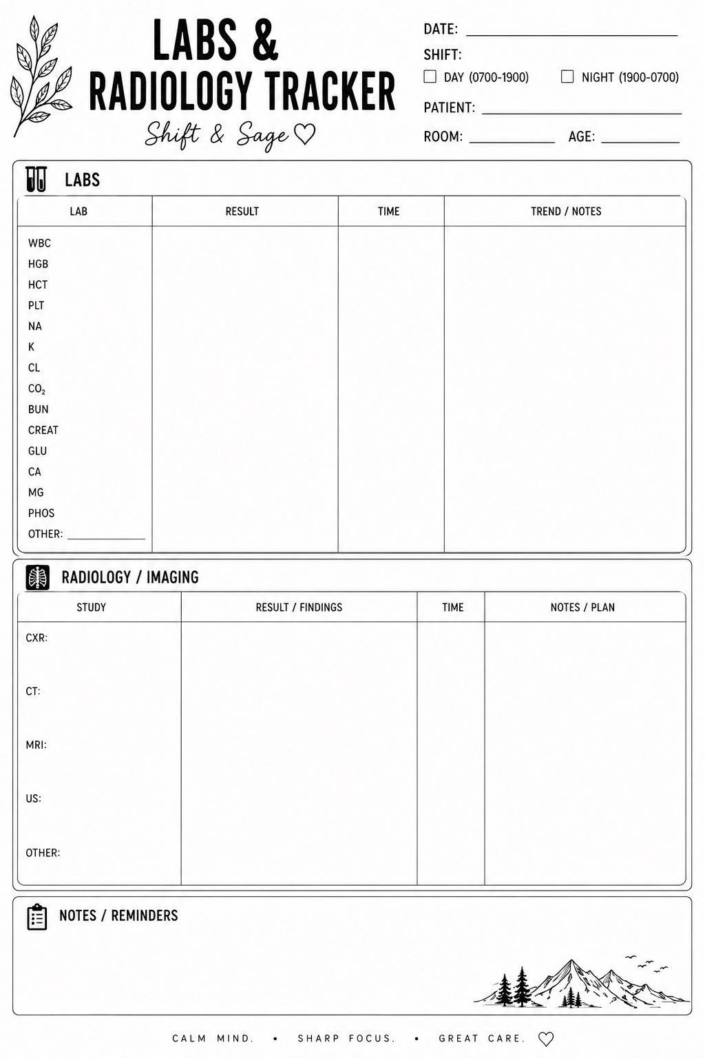 ADHD Nurse Report Sheet Bundle | ICU Shift Planner, Digital PDF (Printable), view 7