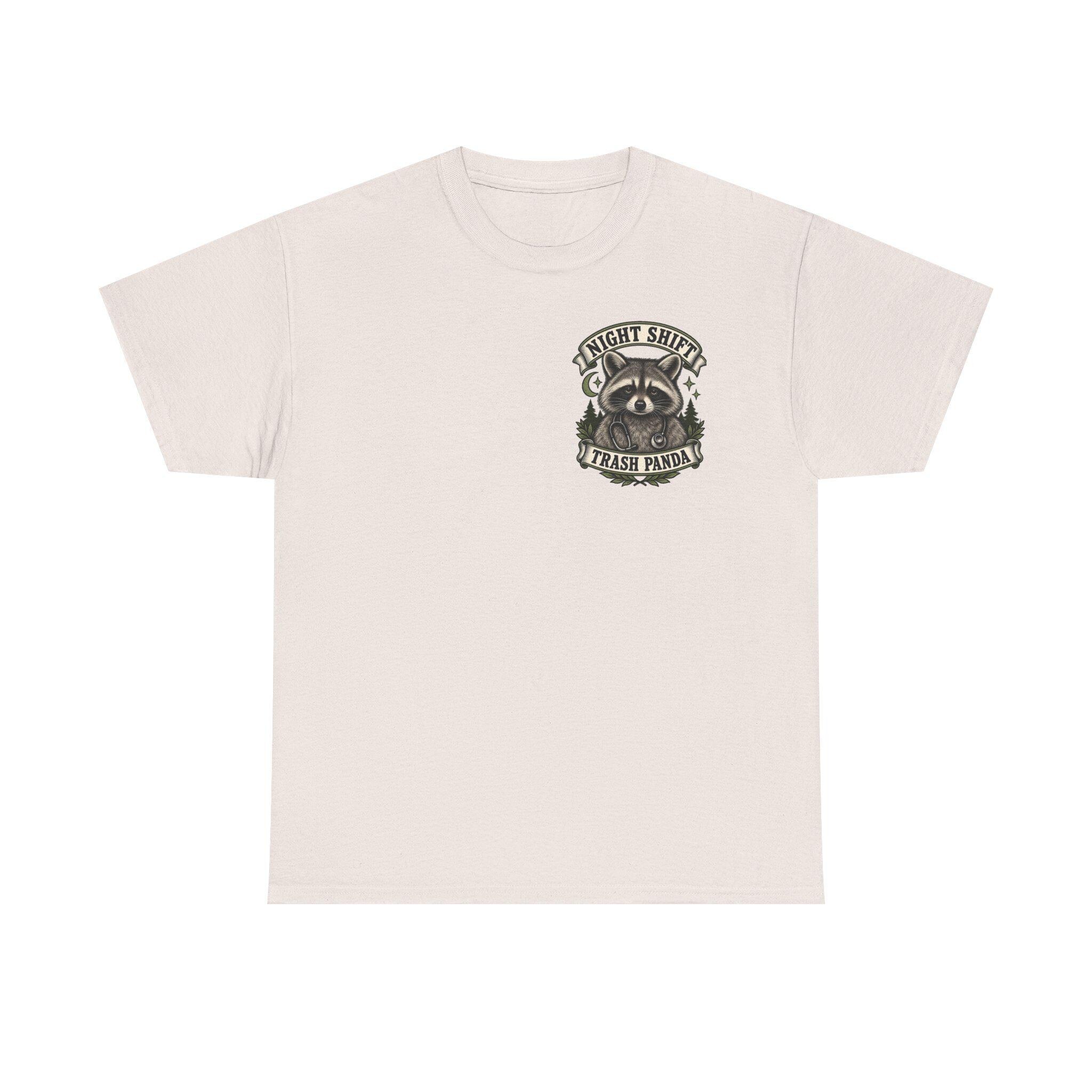 Night Shift Trash Panda T-Shirt | Raccoon Dumpster Fire Illustration, view 16