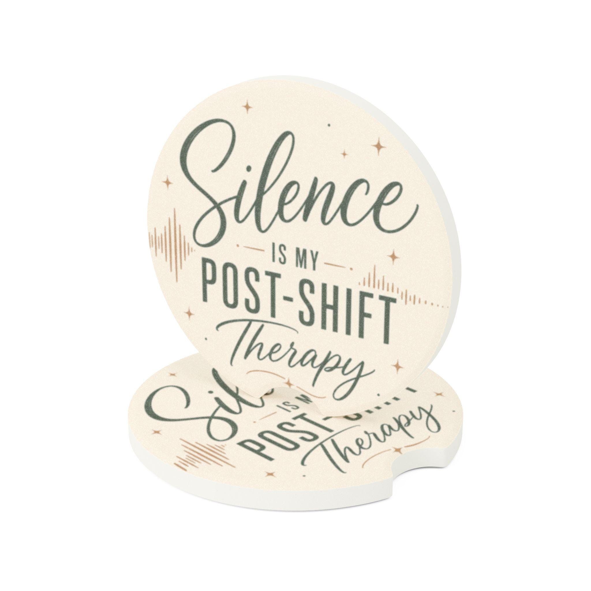 Natural Soapstone Car Coaster | Post-Shift Therapy Message, Star & Wave Design, view 4