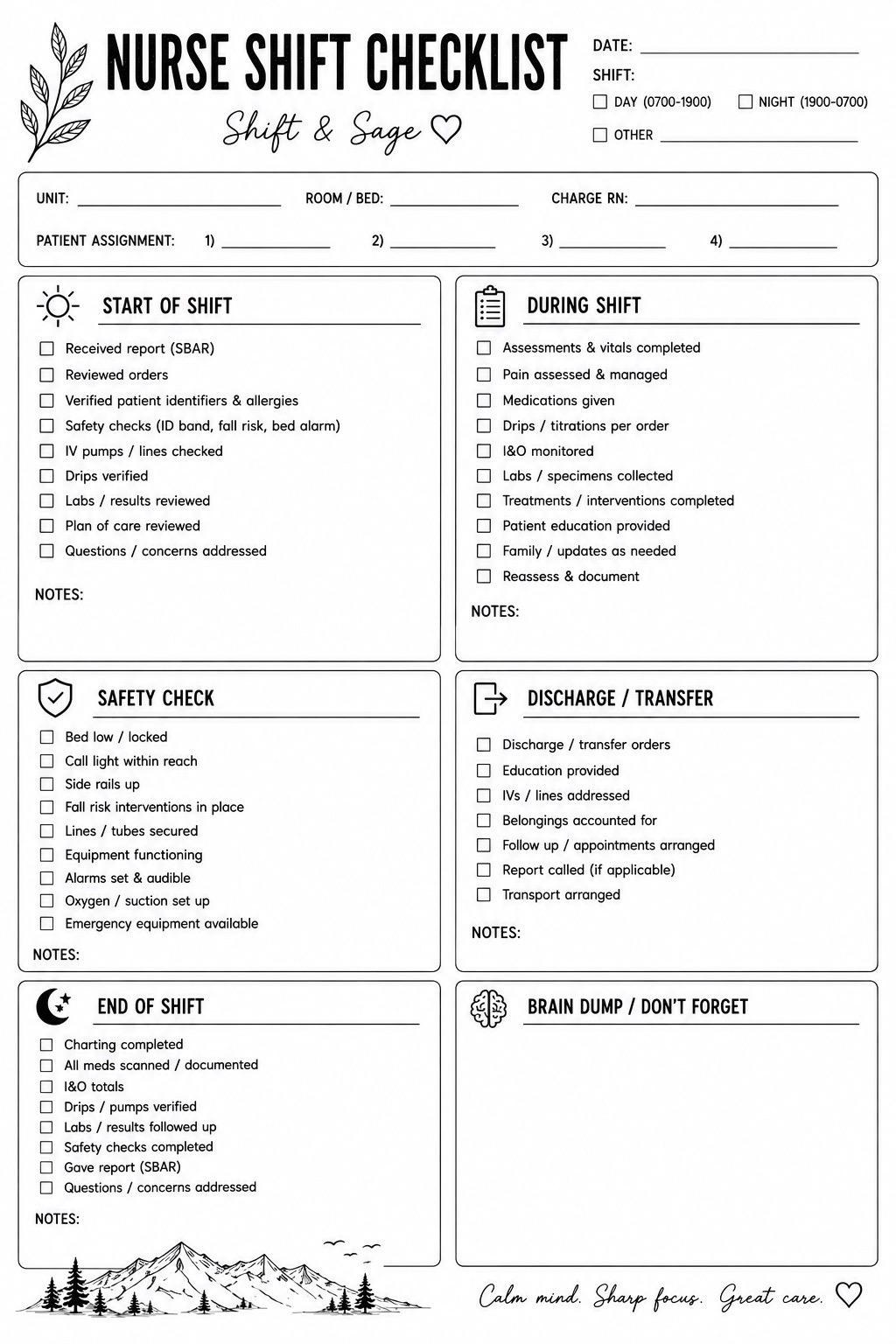 ADHD Nurse Report Sheet Bundle | ICU Shift Planner, Digital PDF (Printable), view 10