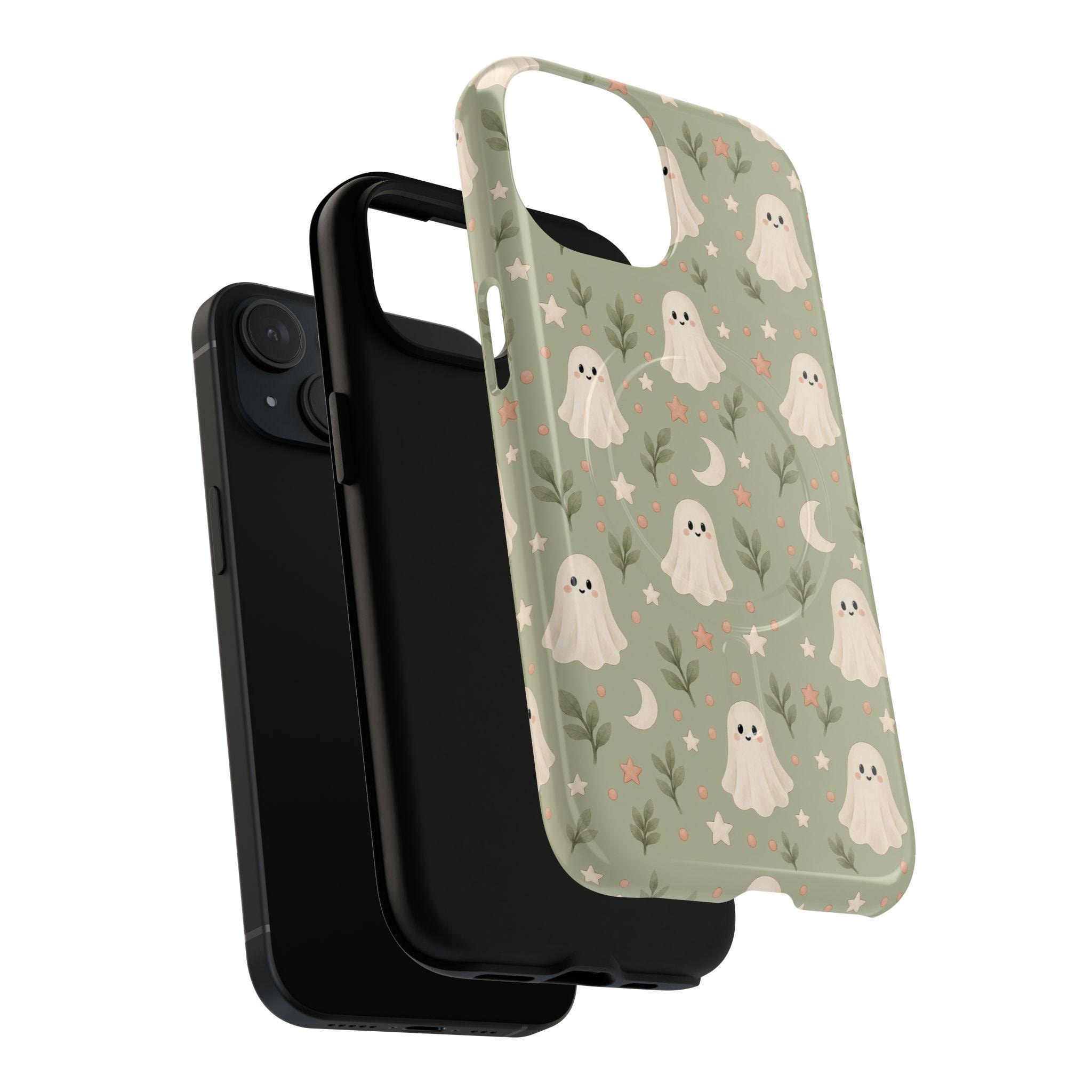 Whimsical Ghost Pattern Phone Case | MagSafe Compatible, Dual-Layer Protection, view 3