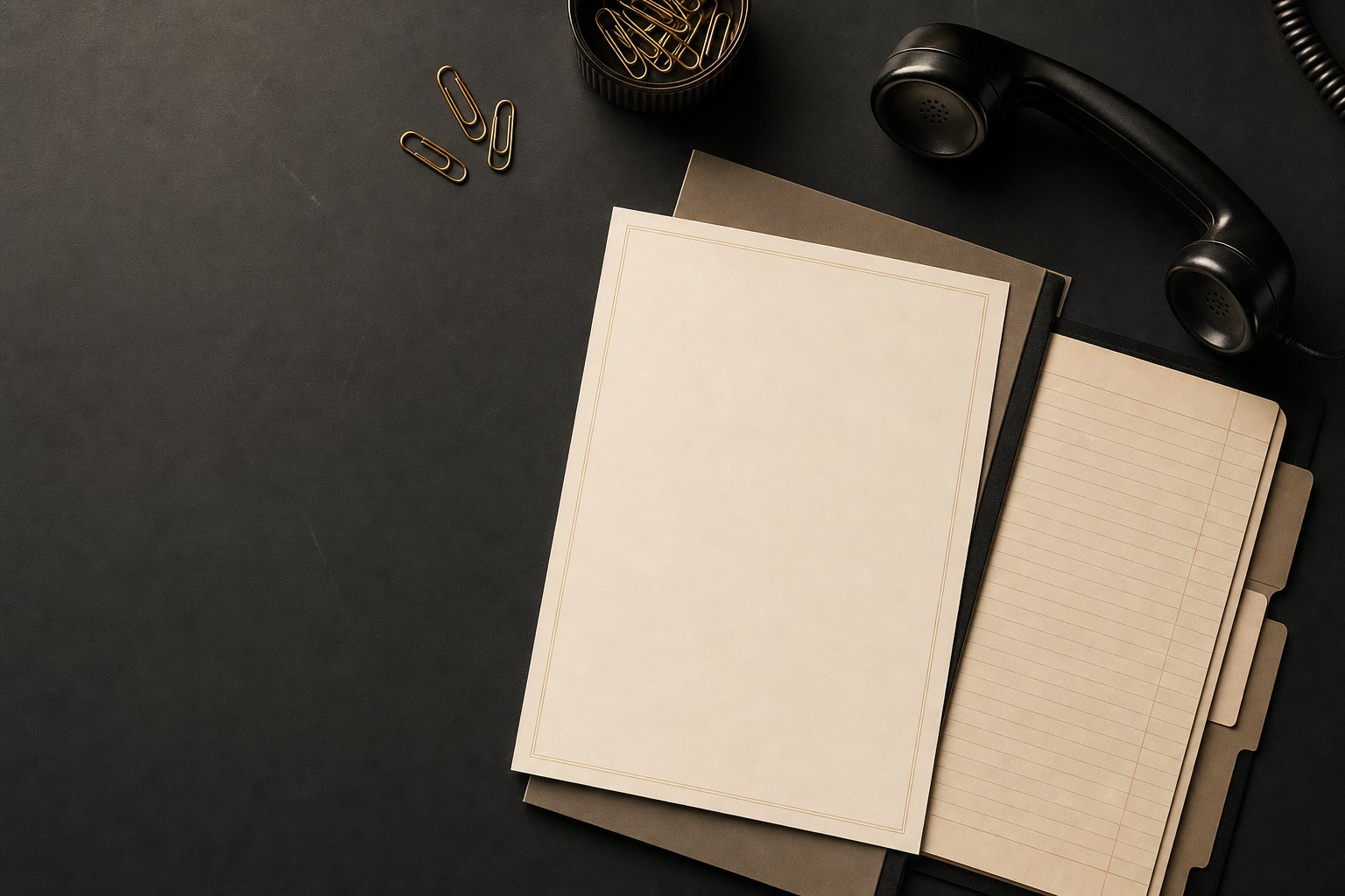 Intake papers and phone arranged on a desk