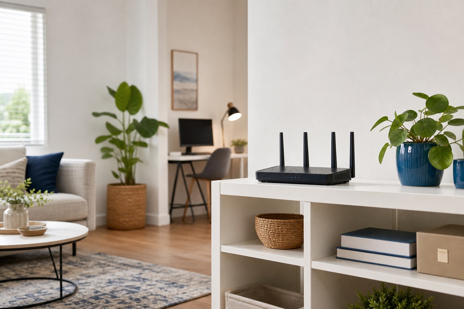 Wi-Fi router in a tidy connected home