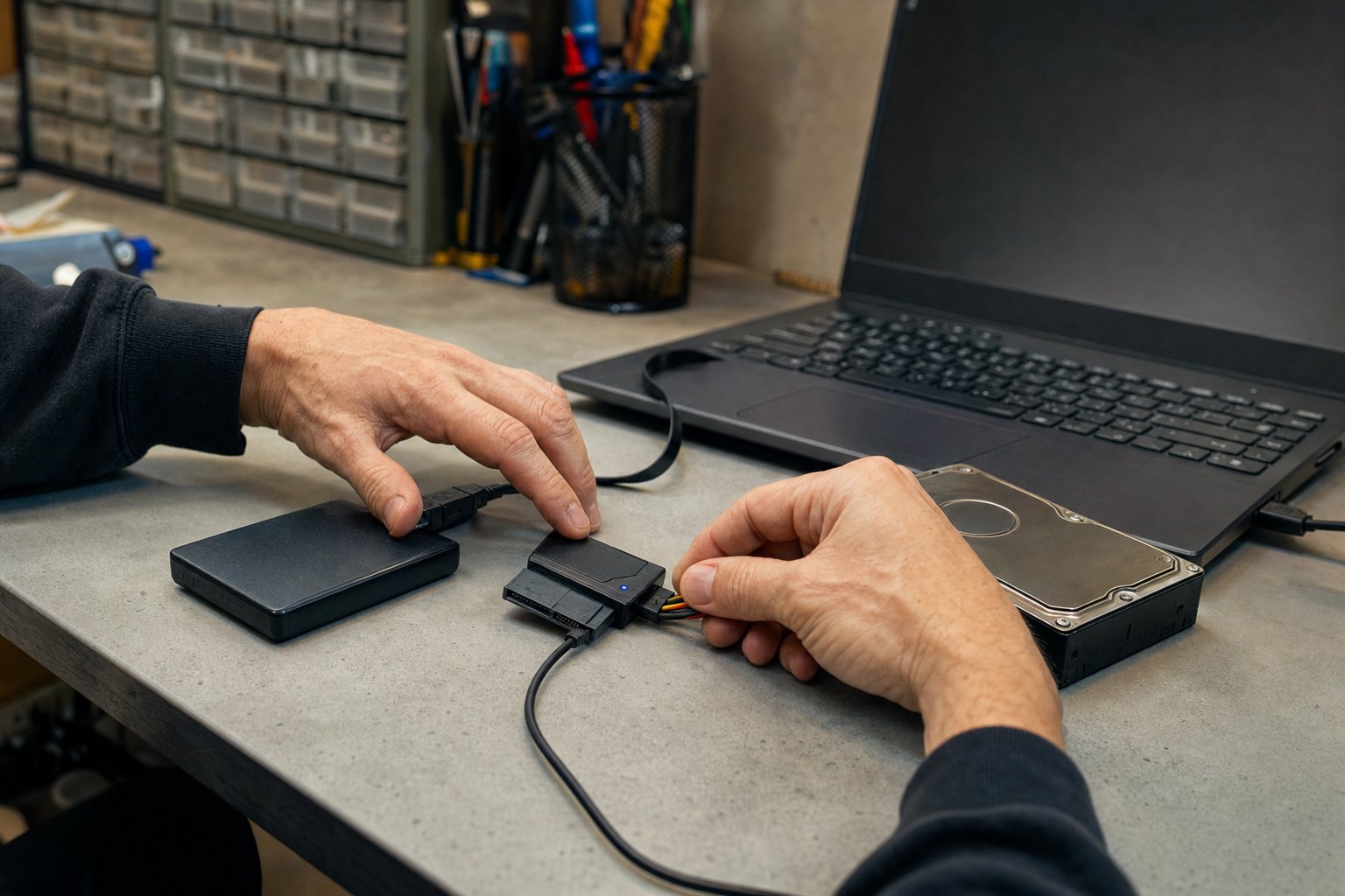 Data recovery equipment connected to storage drives
