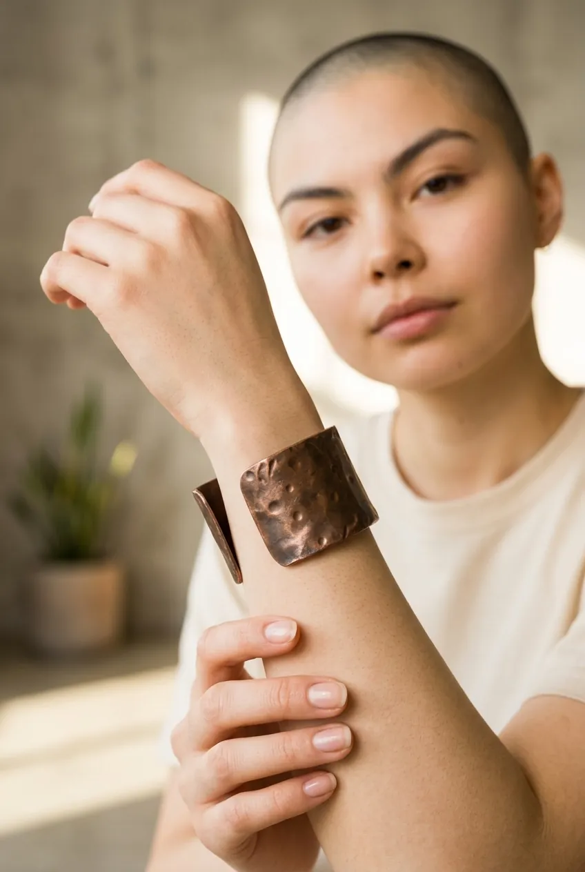 Handmade hammered copper bracelet by Yavaworks