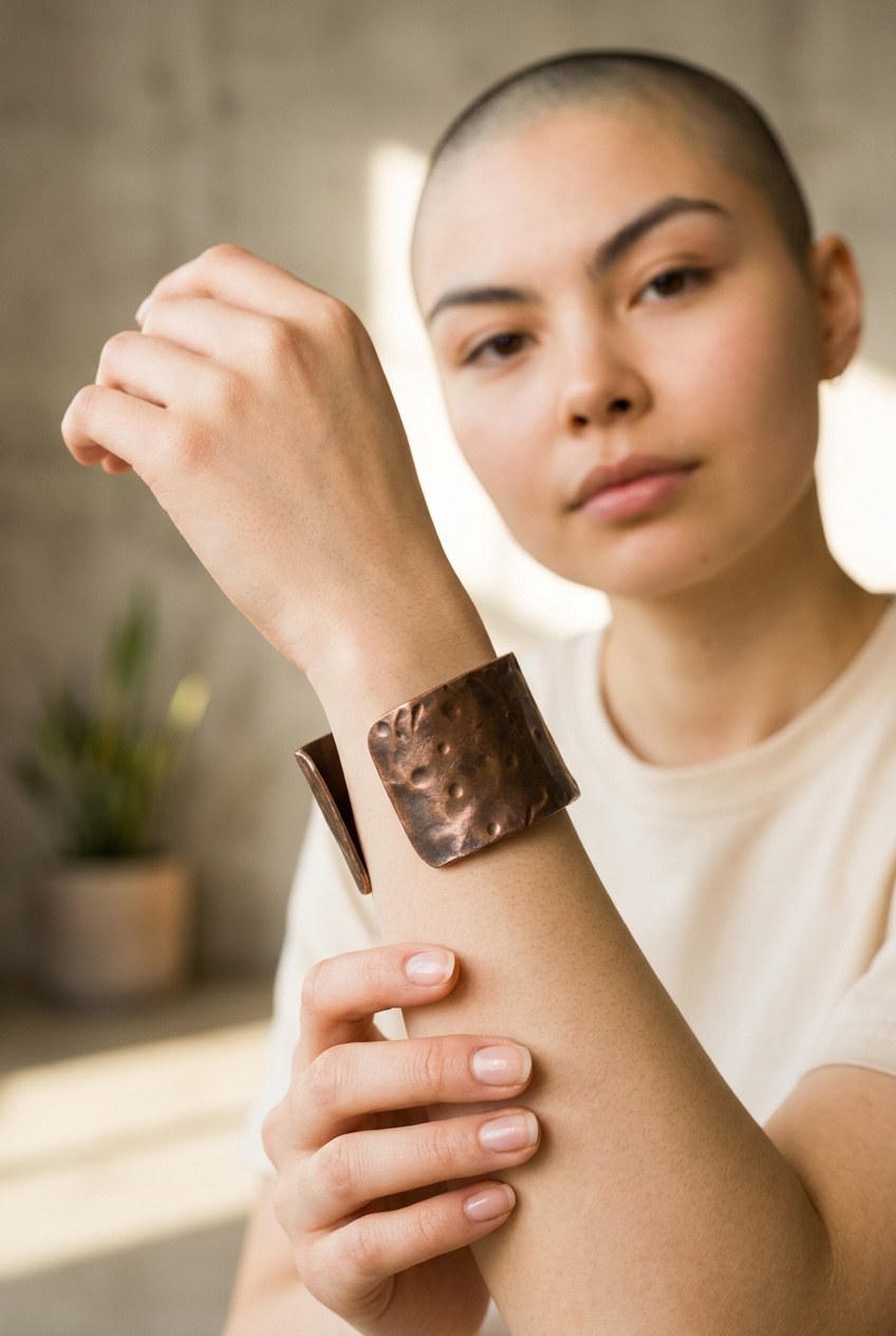 Handmade hammered copper bracelet