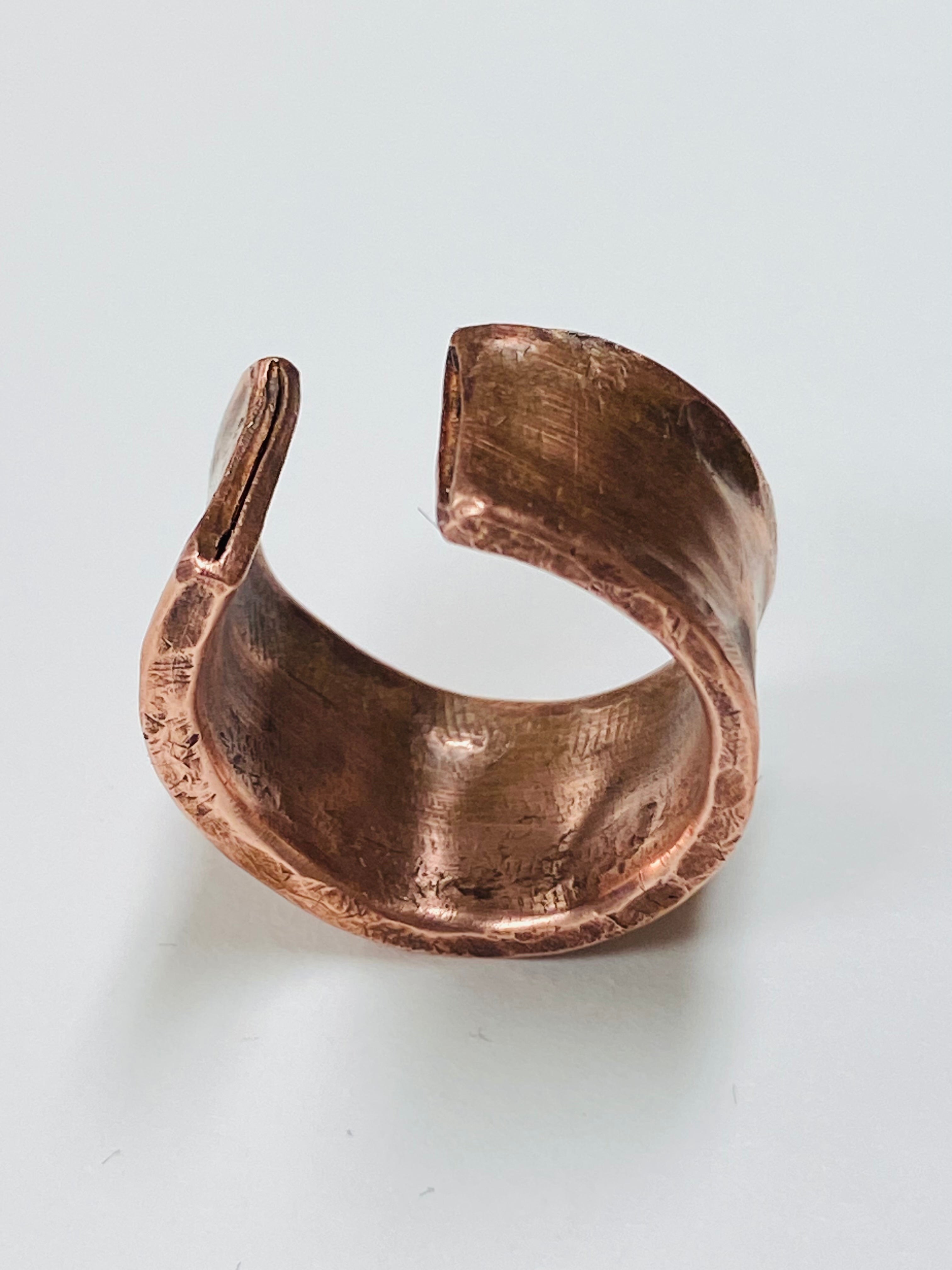 Raw copper ring from a second angle
