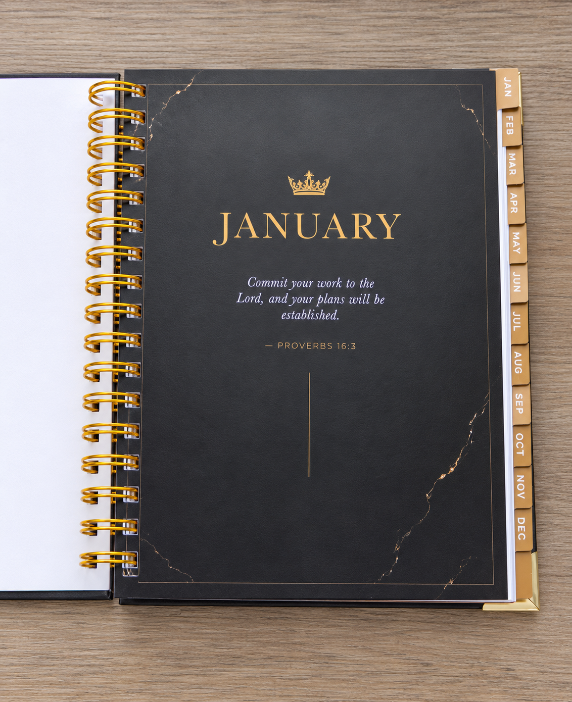 Christian C.E.O. Planner opened to a fresh January spread