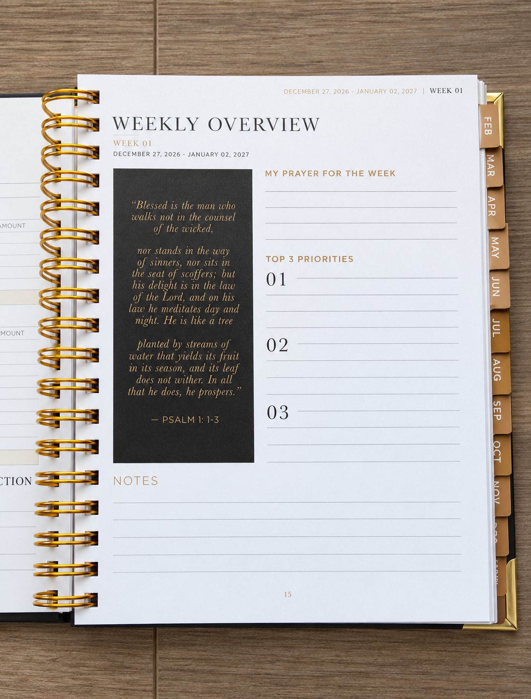 Christian C.E.O. Planner open to a weekly overview