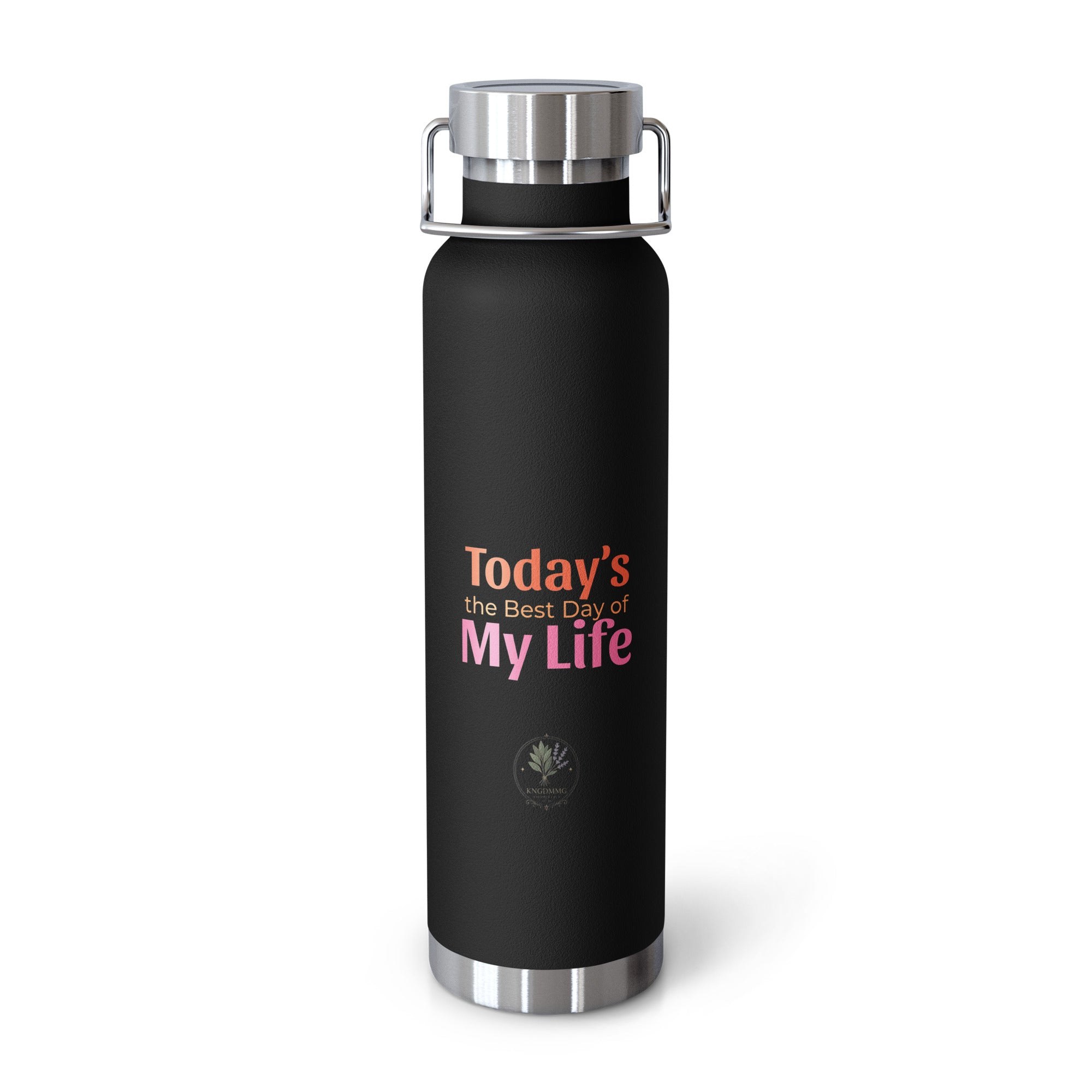 Detail of the KNGDMMG copper vacuum insulated water bottle