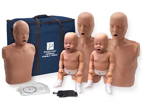 PRESTAN Professional Manikin Family Pack w/ CPR Monitor - Dark Skin Tone