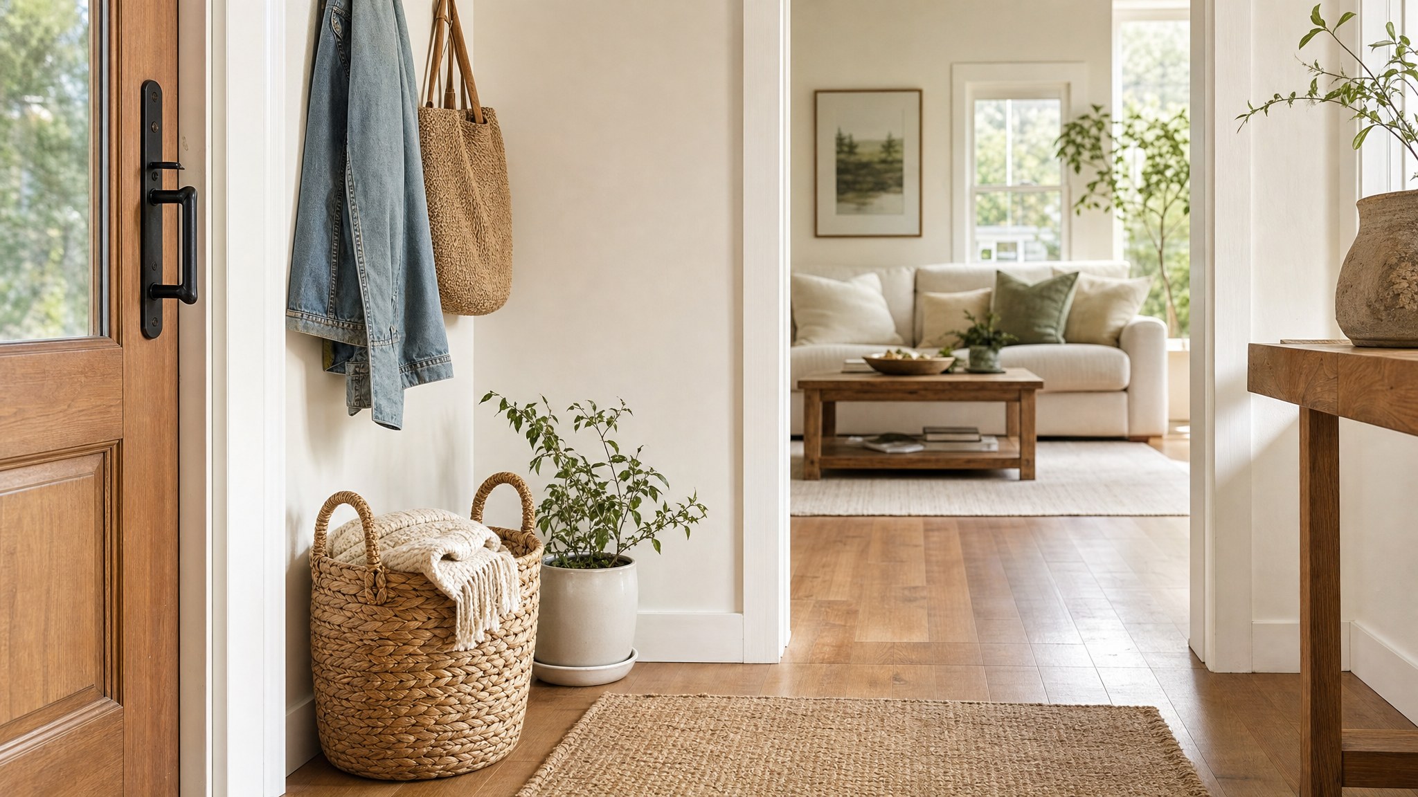 A welcoming, tidy home entryway
