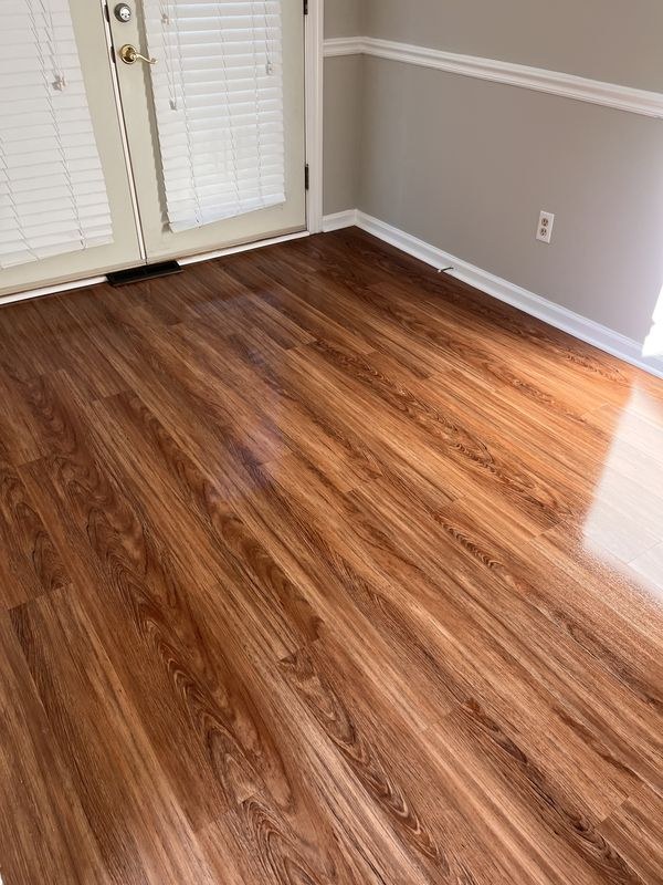 A freshly cleaned hardwood floor in a Charlotte home