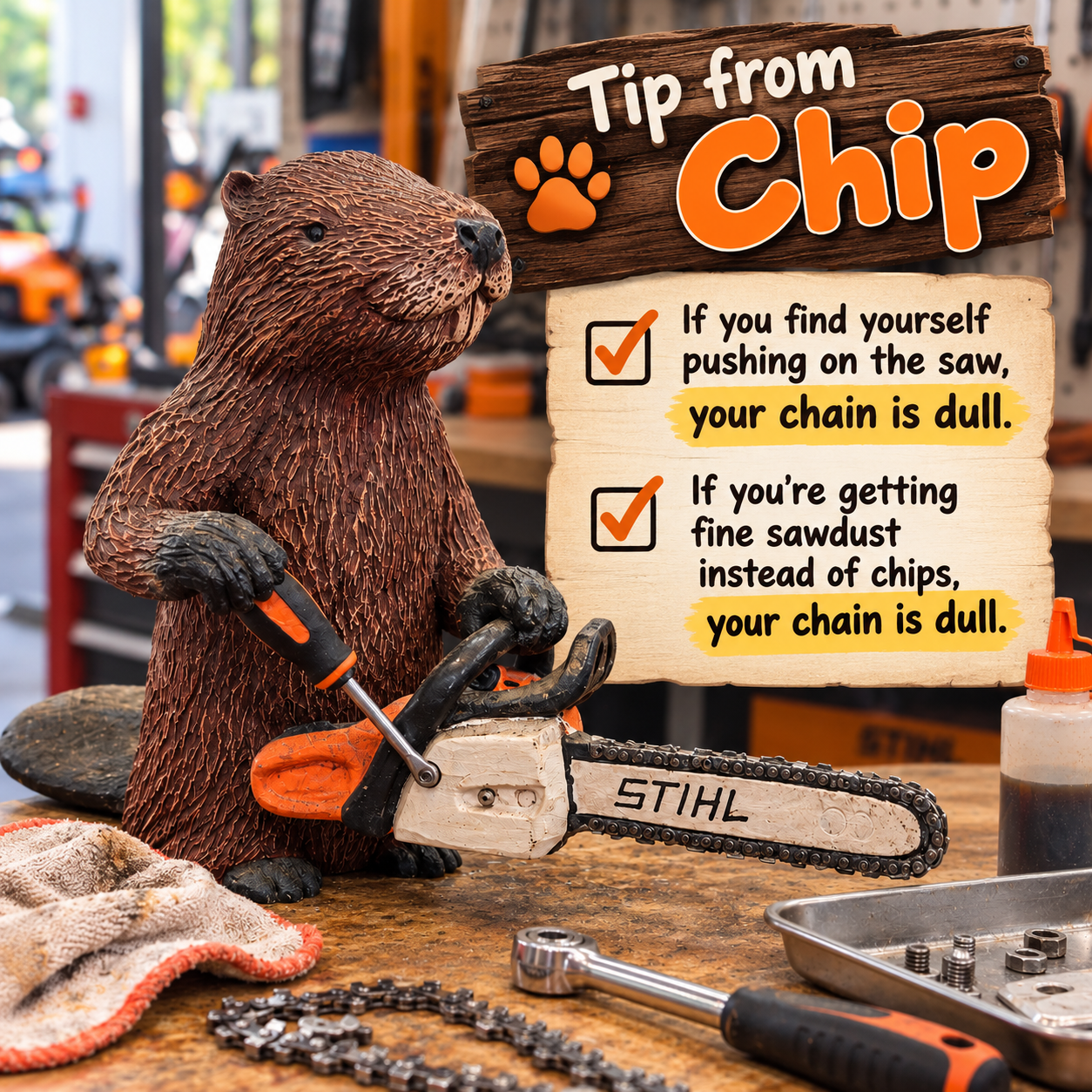 Tip from Chip chainsaw maintenance tip about a dull chainsaw chain