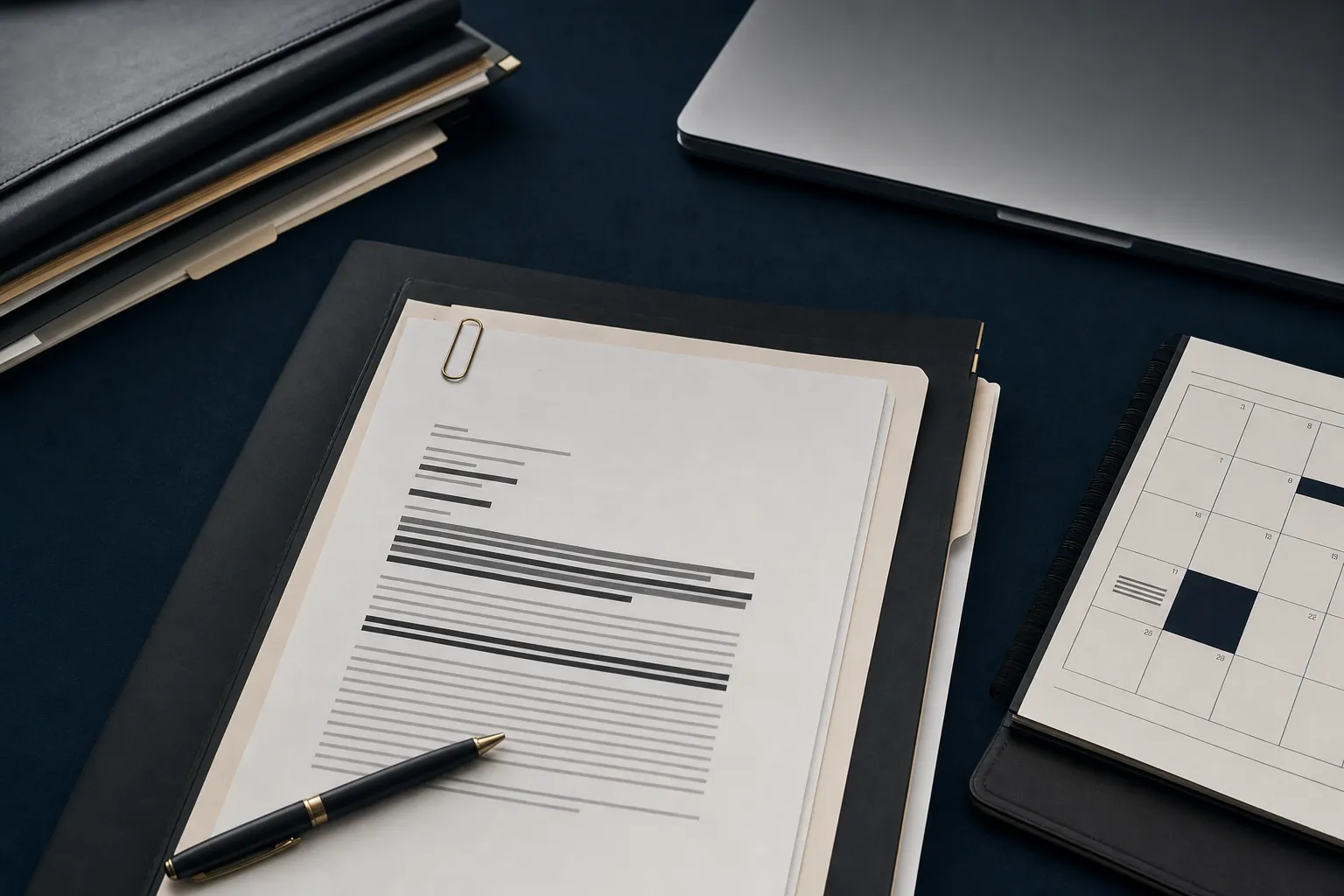 An organized tax controversy case file with redacted documents.