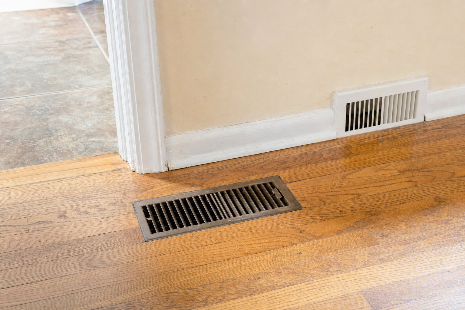 Clear floor vent and return grille in a home