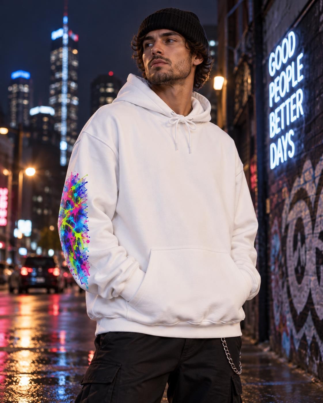 Neon Paint Skull Hoodie, product image 2