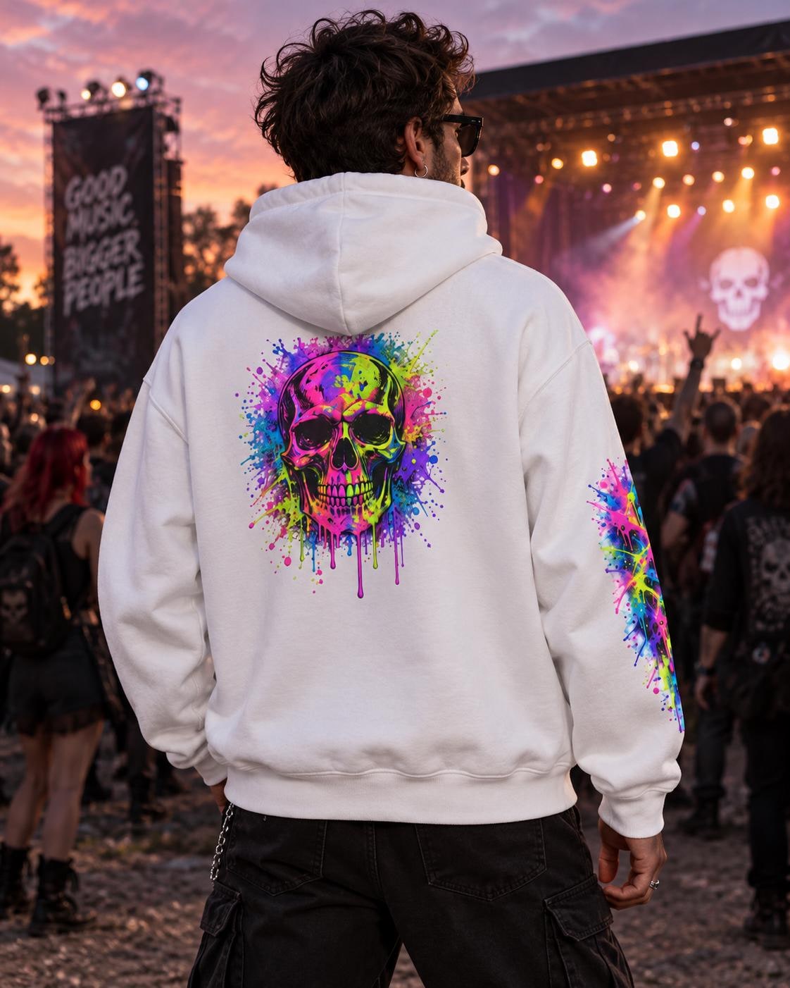 Neon Paint Skull Hoodie, product image 12