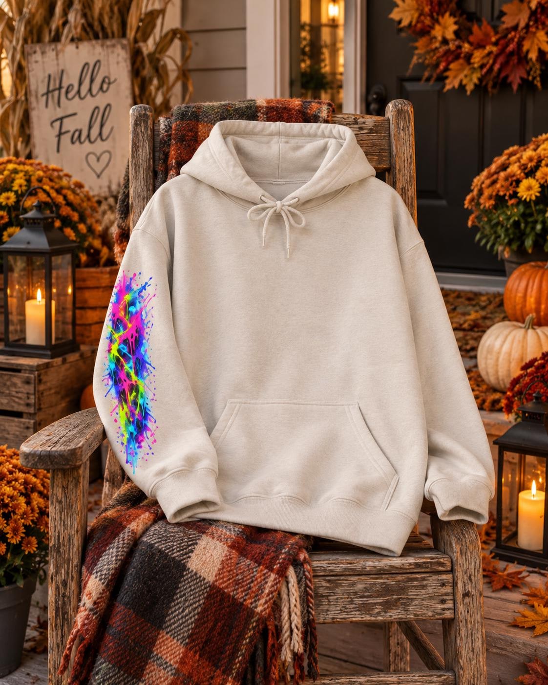 Neon Paint Skull Hoodie, product image 13