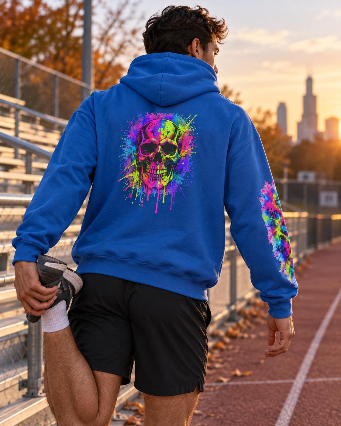 Neon Paint Skull Hoodie, product image 6