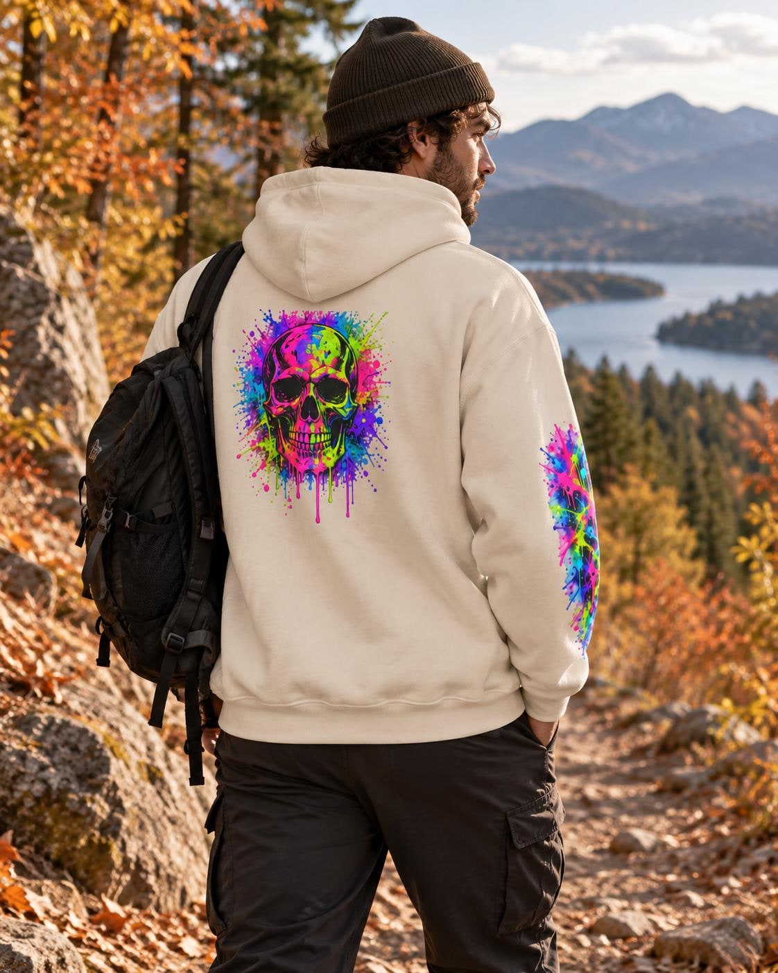 Neon Paint Skull Hoodie, product image 10