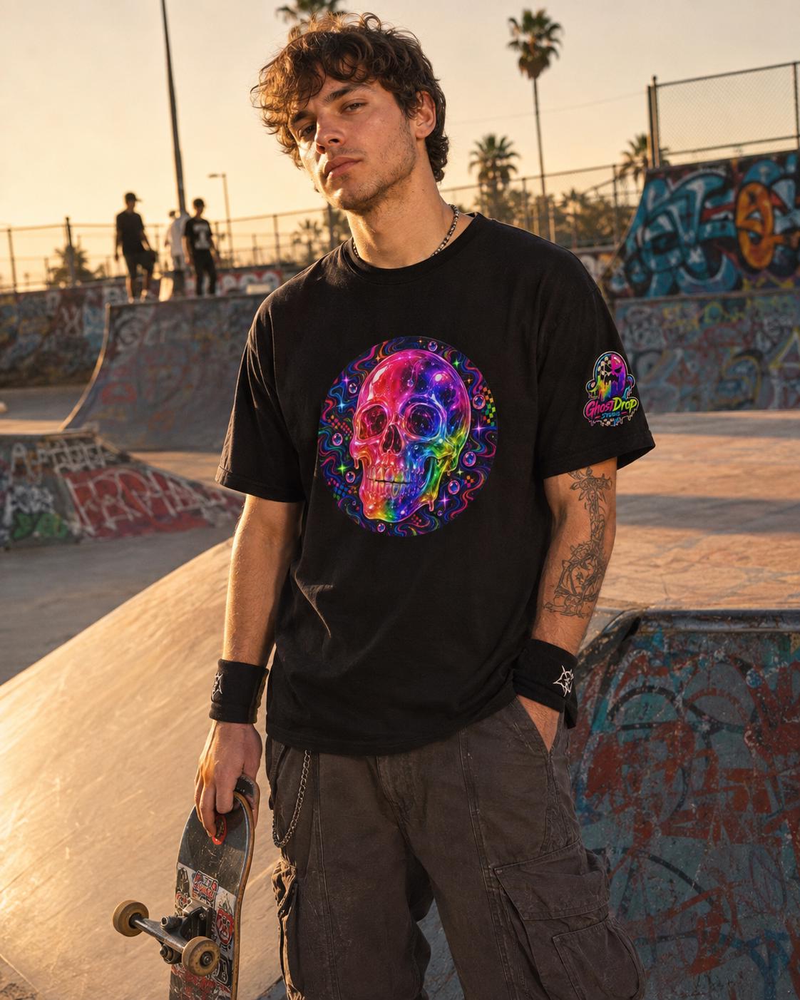 Psychedelic Neon Skull T-Shirt, product image 4
