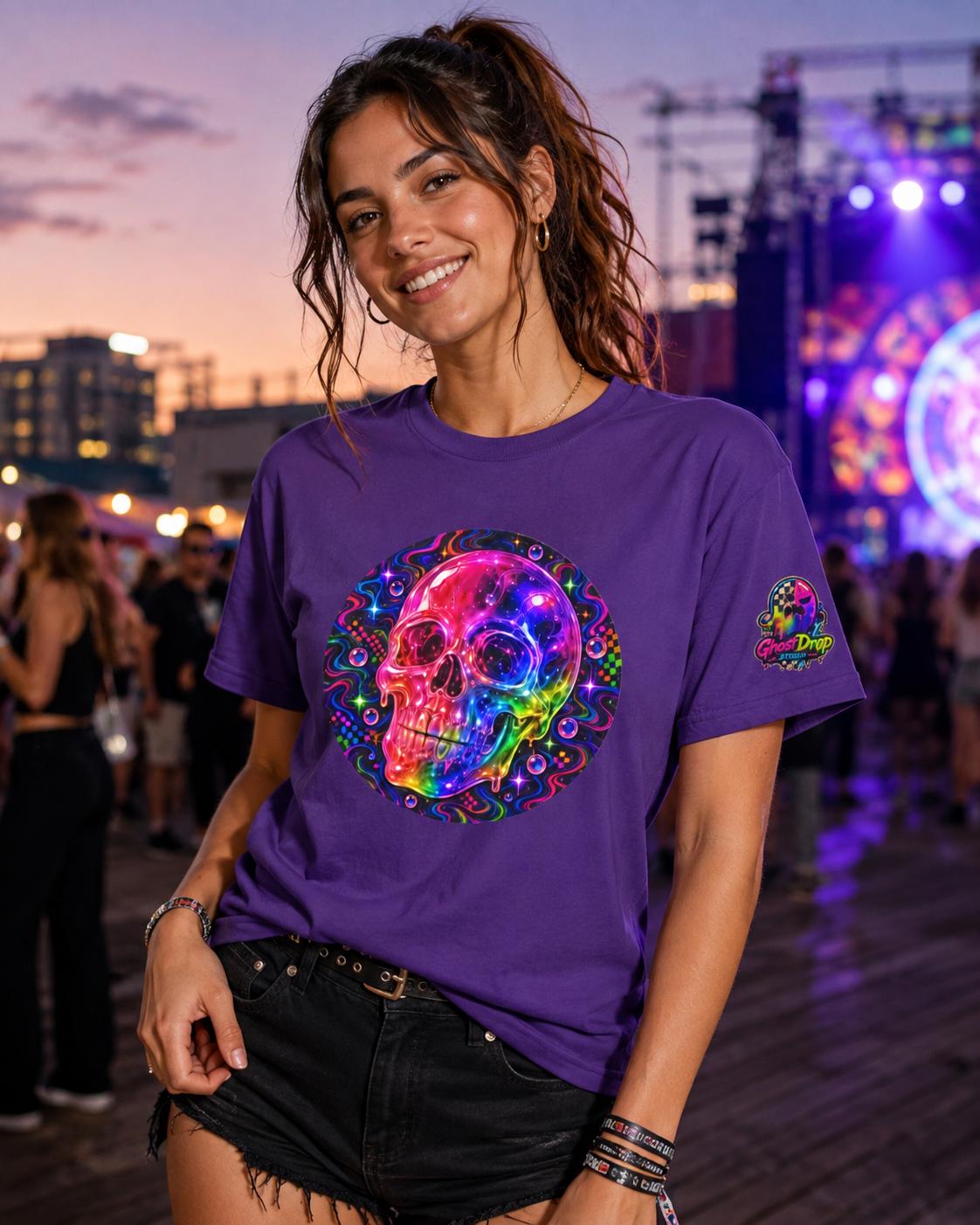 Psychedelic Neon Skull T-Shirt, product image 5