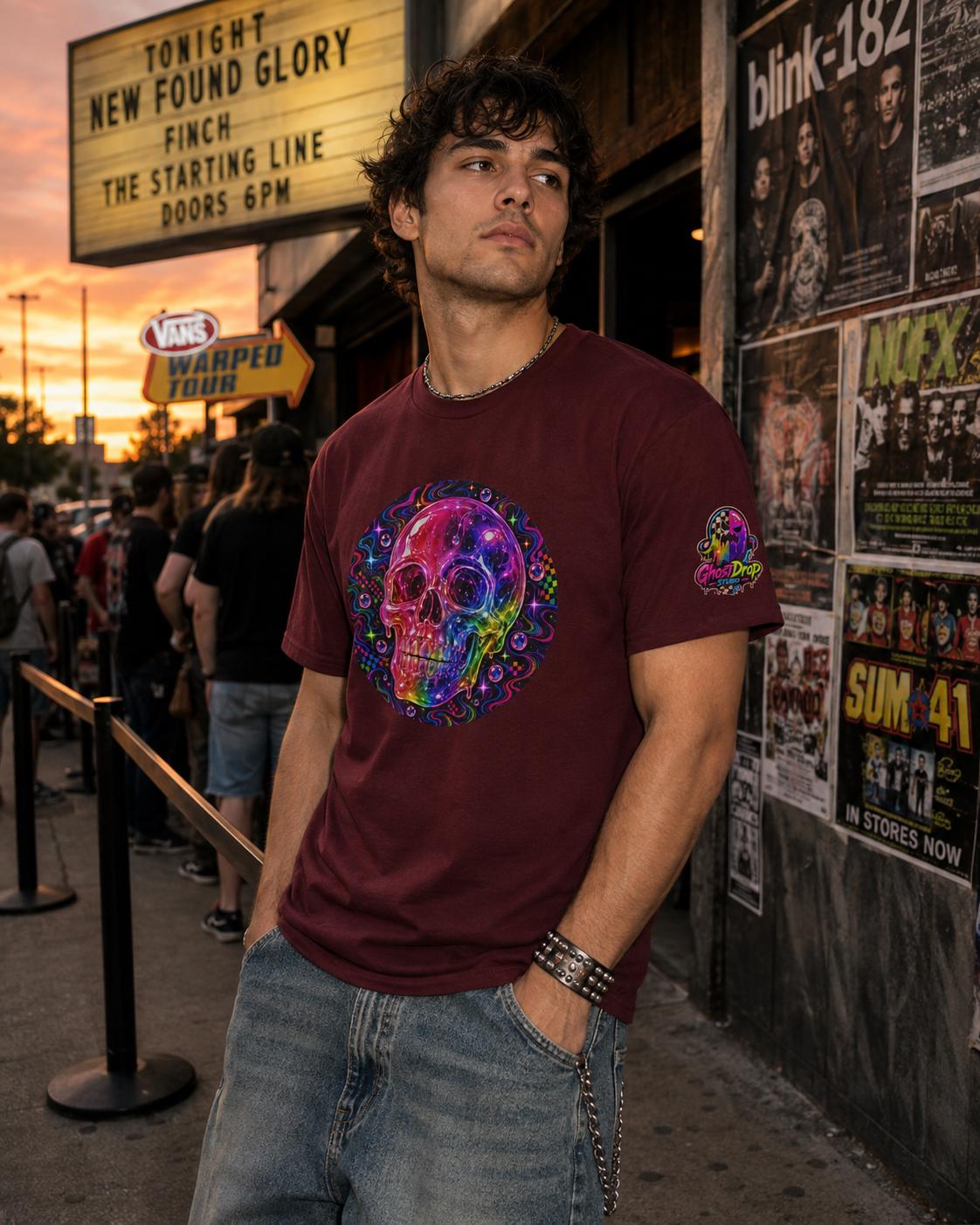 Psychedelic Neon Skull T-Shirt, product image 6