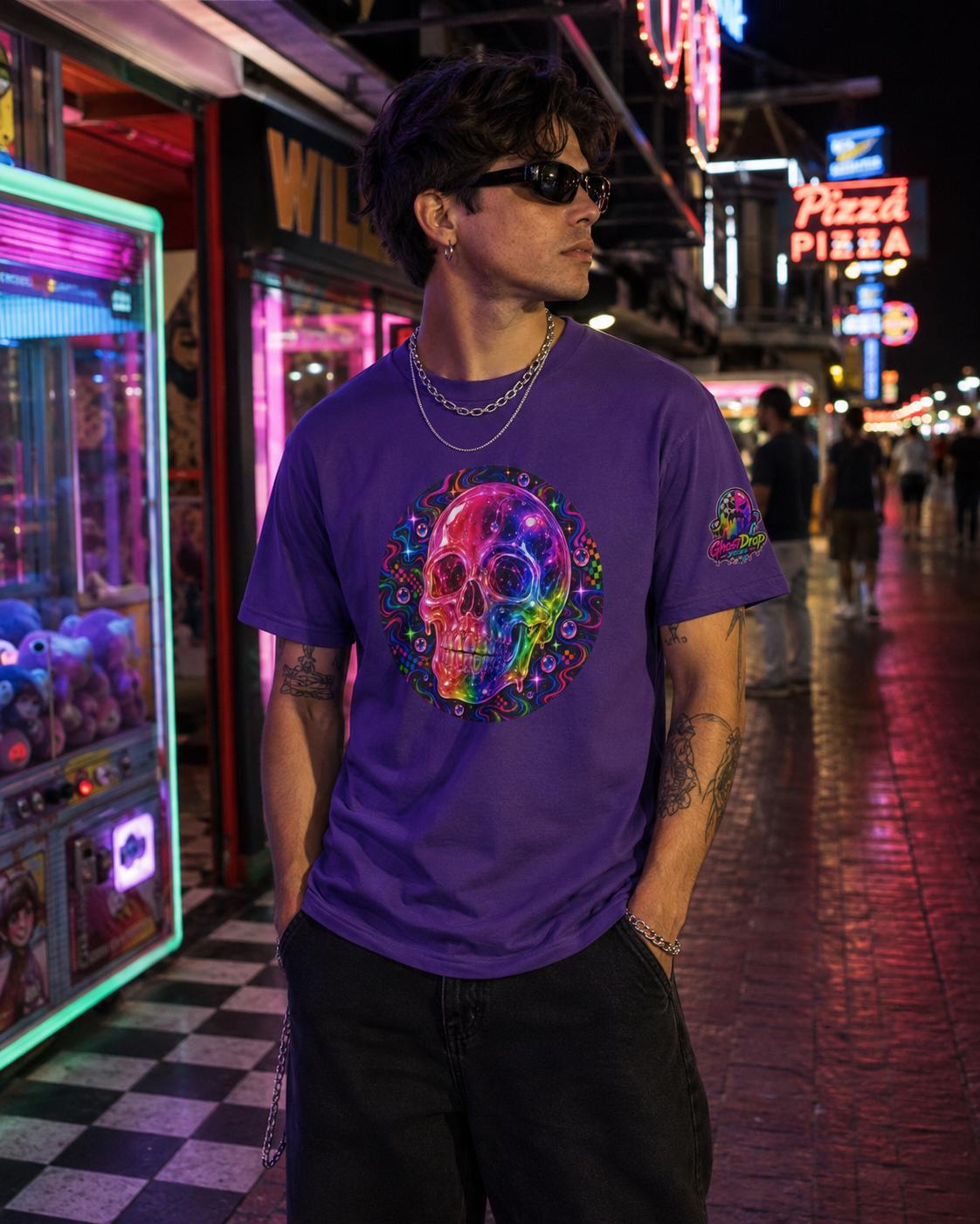 Psychedelic Neon Skull T-Shirt, product image 7