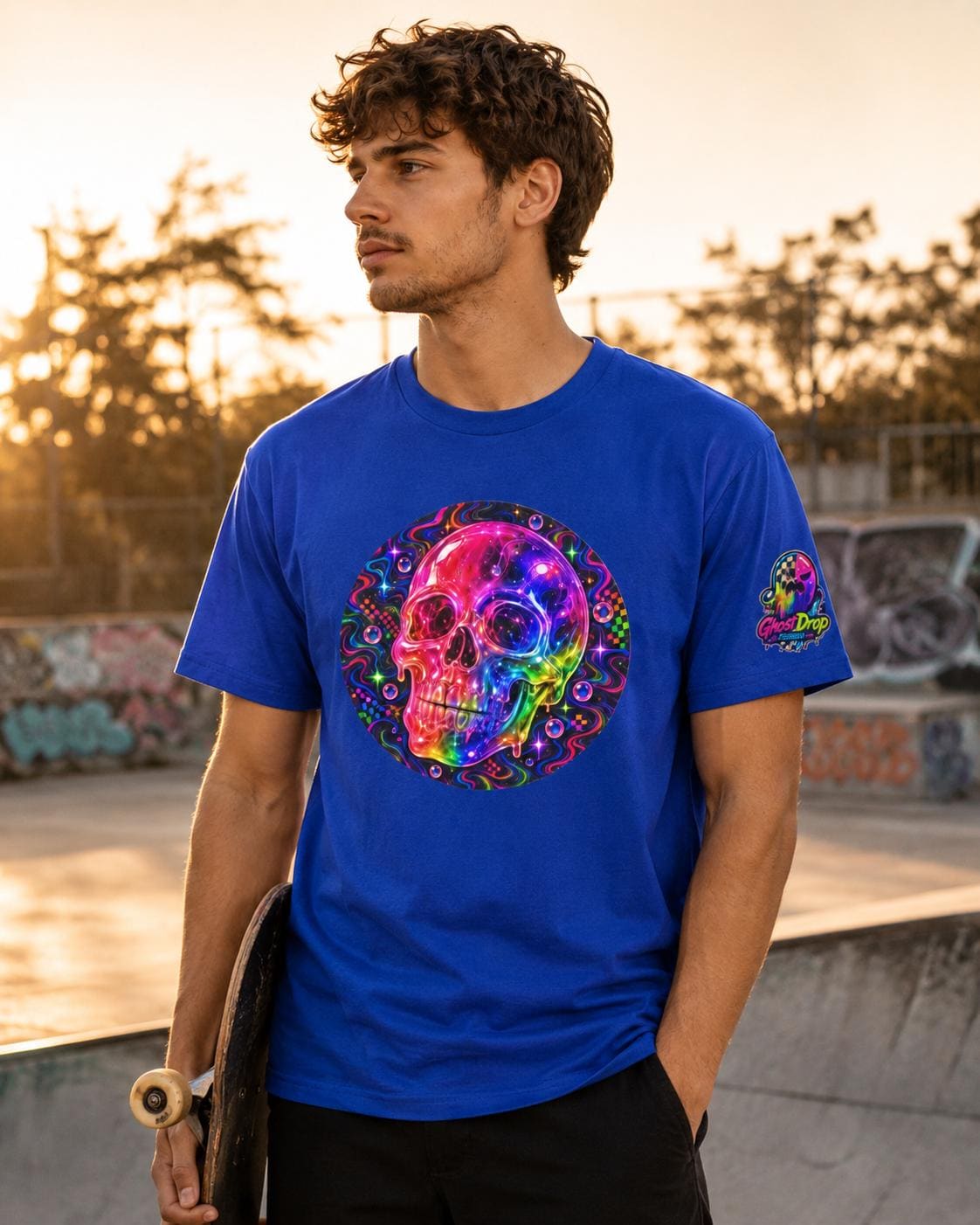 Psychedelic Neon Skull T-Shirt, product image 9