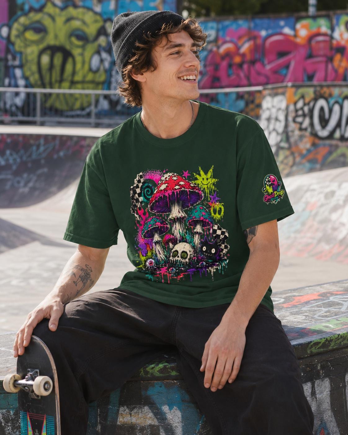Psychedelic Mushroom Skull Tee, product image 2