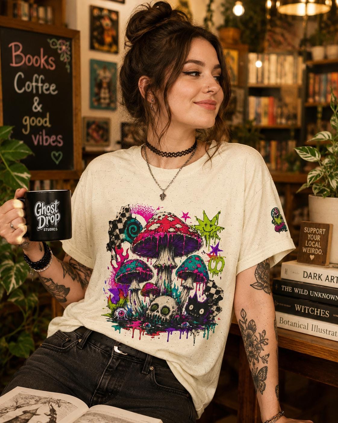 Psychedelic Mushroom Skull Tee, product image 3