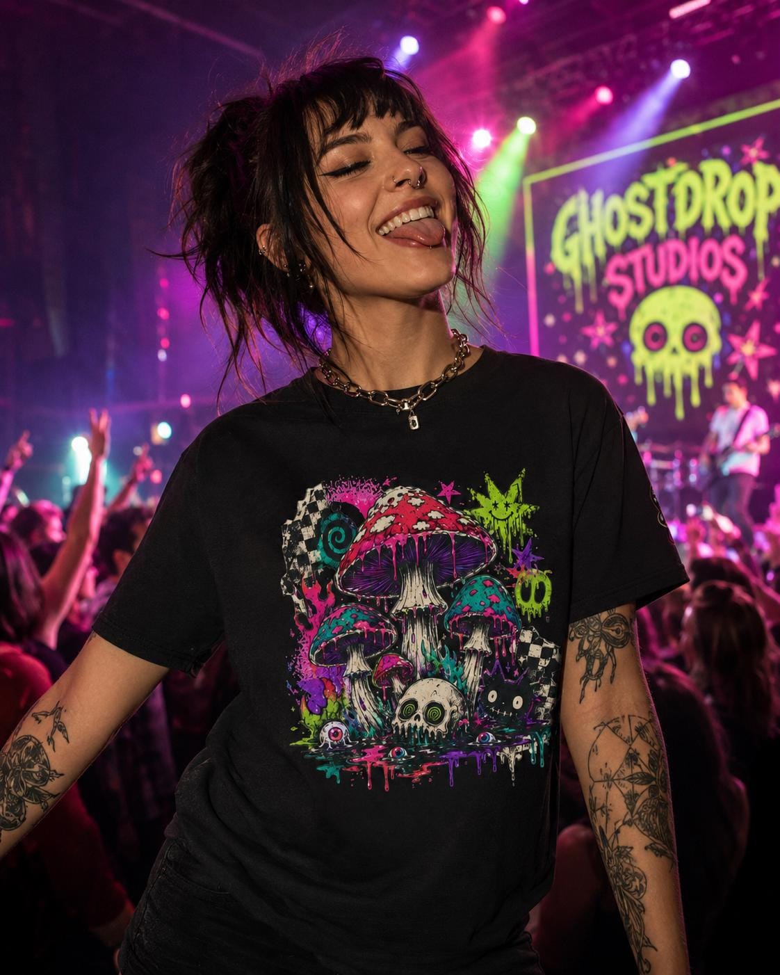 Psychedelic Mushroom Skull Tee, product image 11