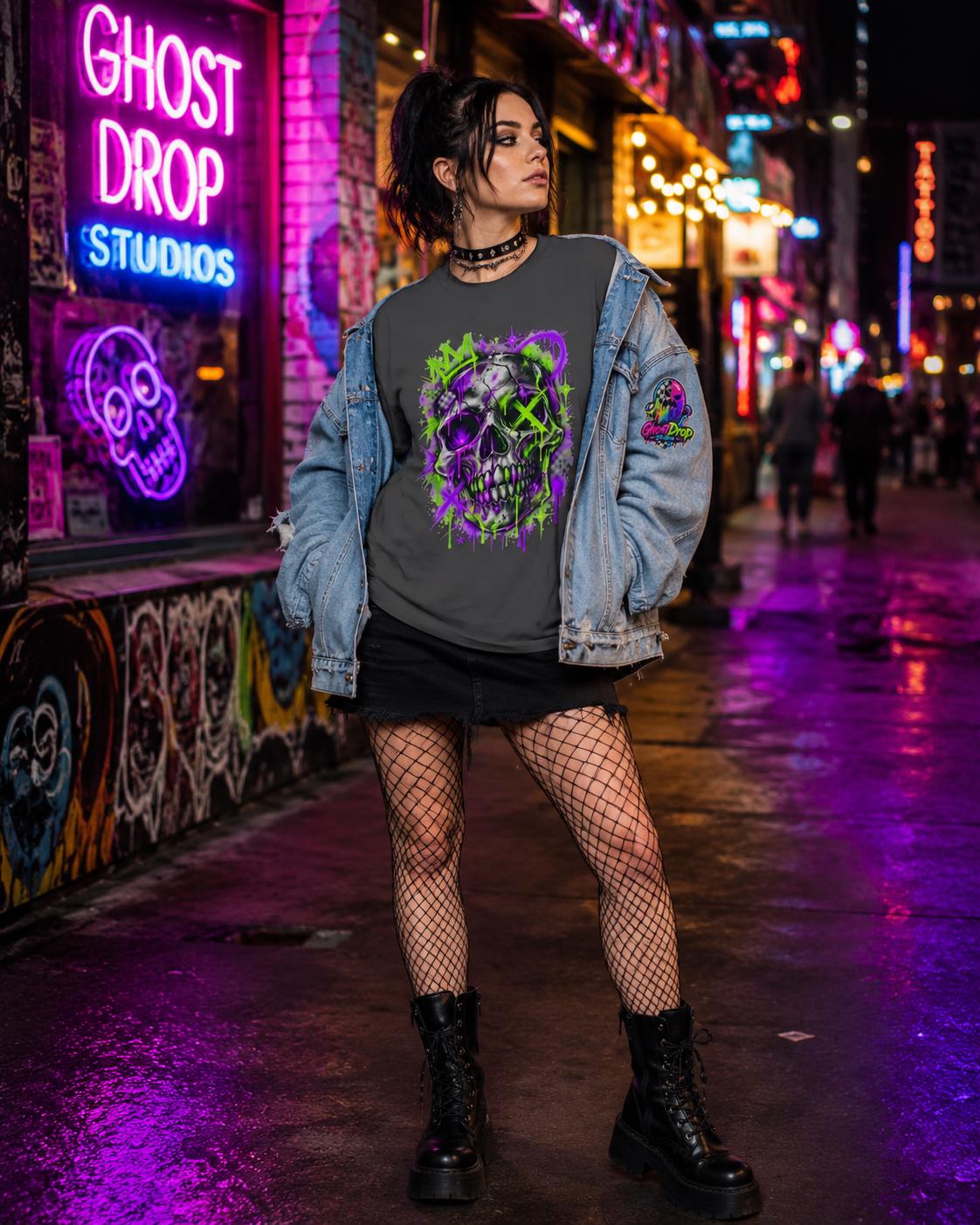 Neon Graffiti Skull Tee