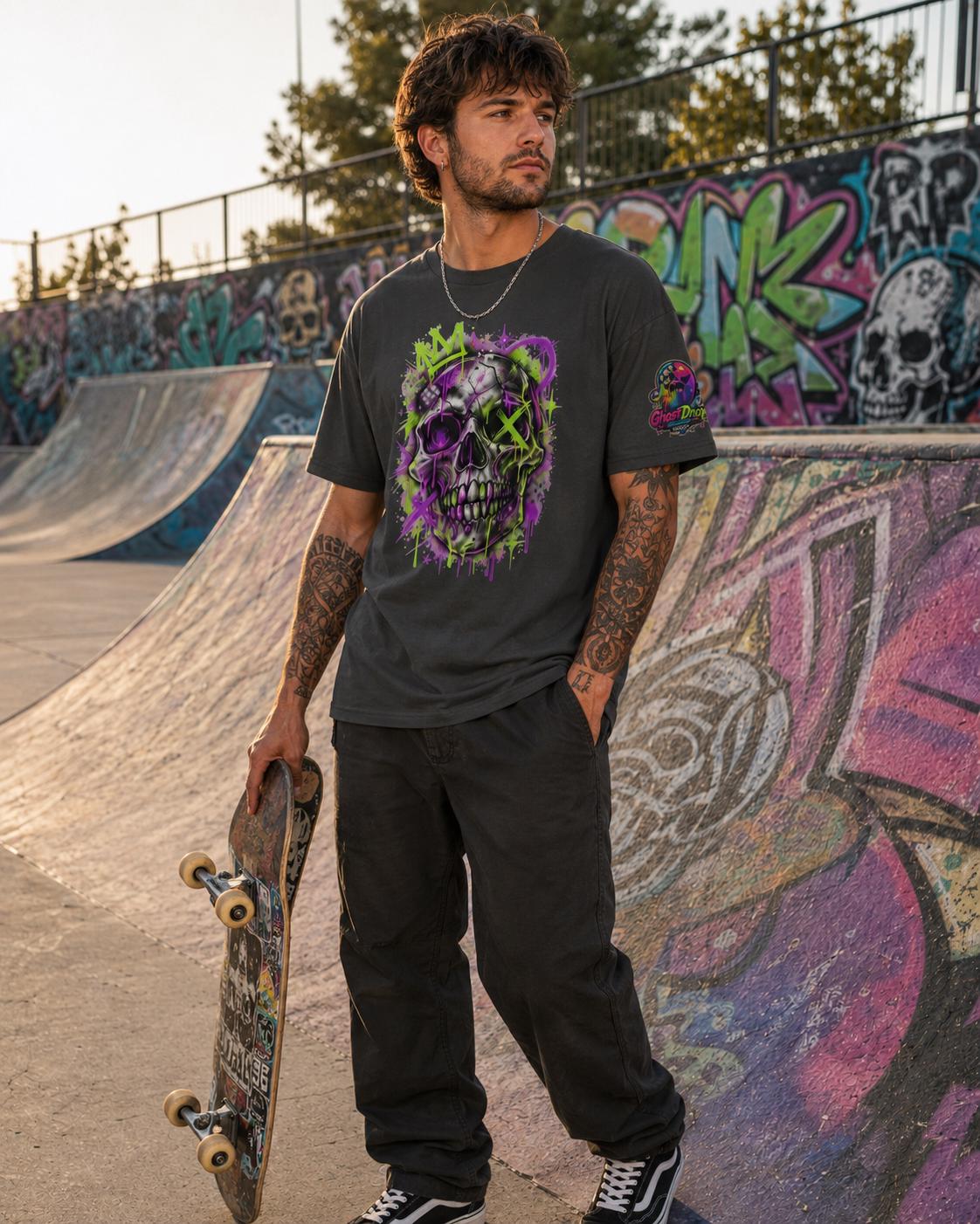 Neon Graffiti Skull Tee, product image 2