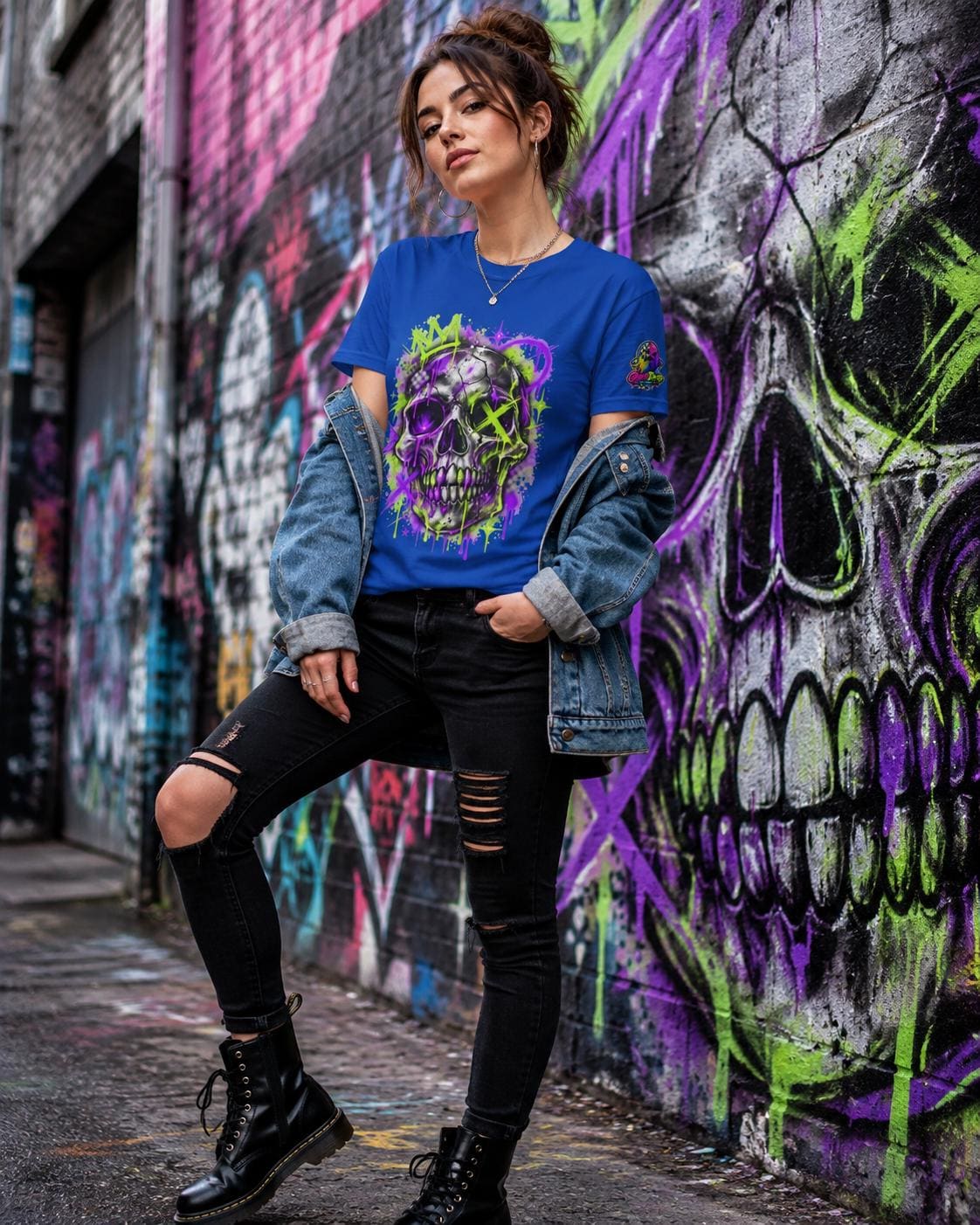 Neon Graffiti Skull Tee, product image 3