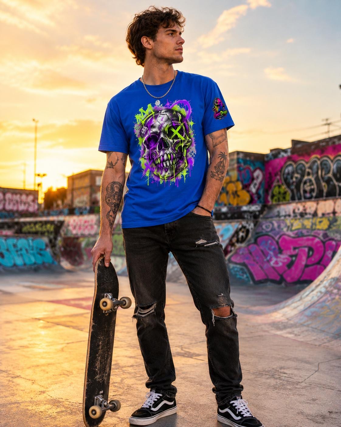 Neon Graffiti Skull Tee, product image 4