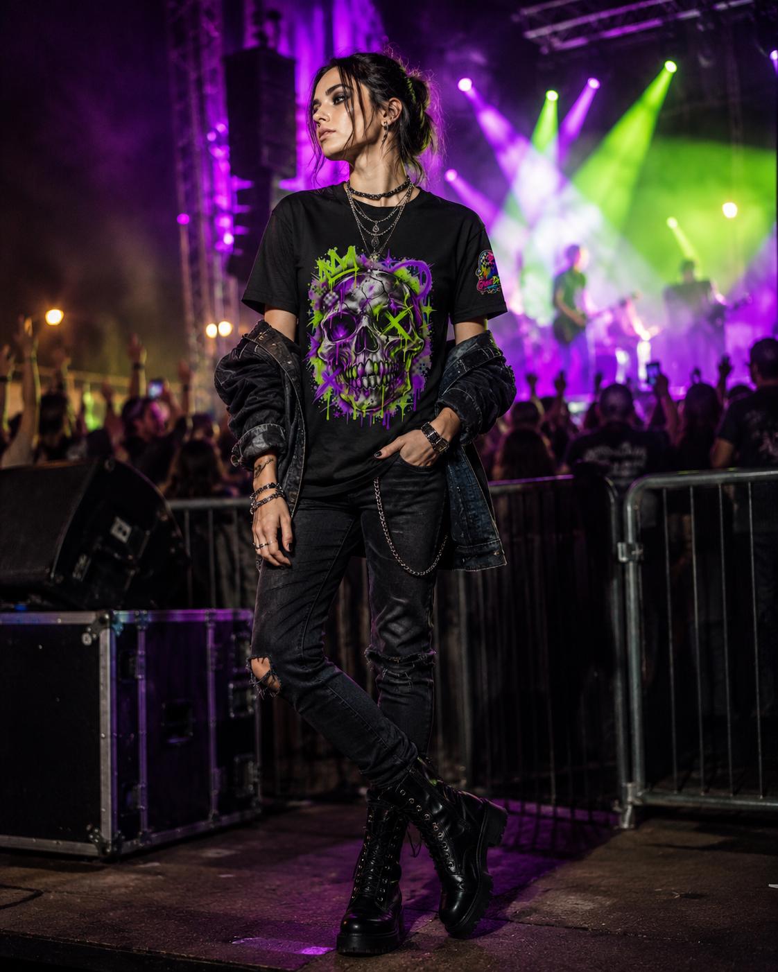 Neon Graffiti Skull Tee, product image 5