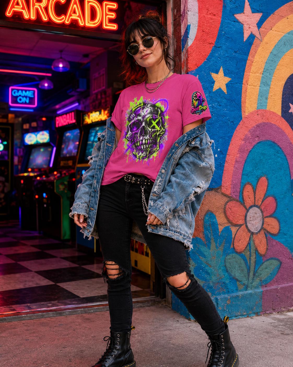 Neon Graffiti Skull Tee, product image 10