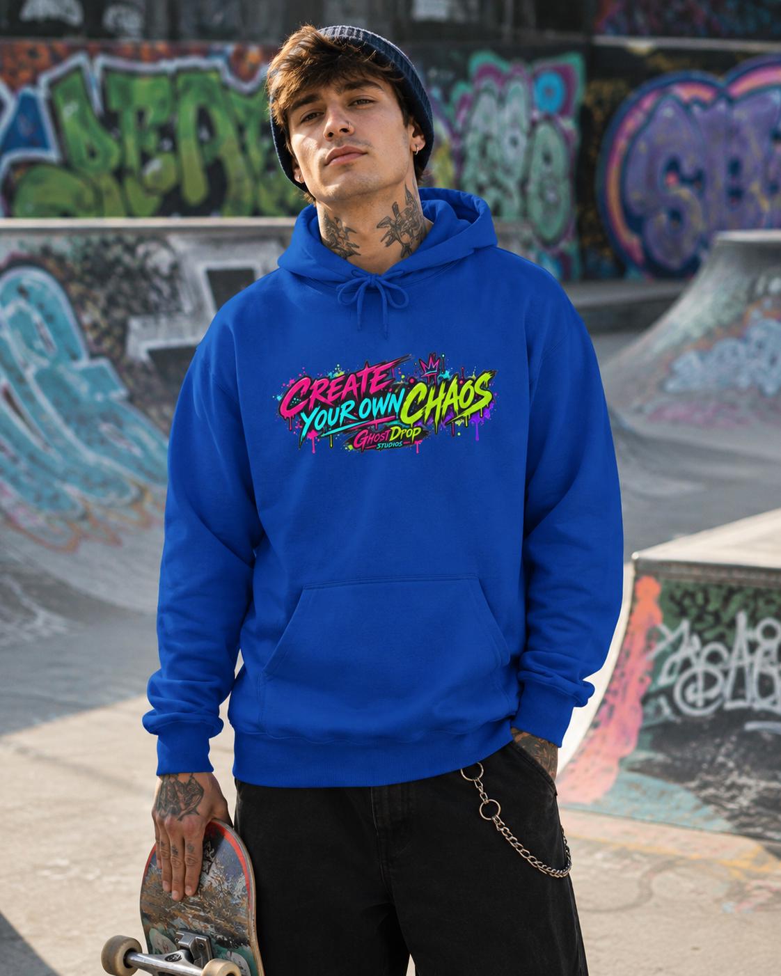 Create Your Own Chaos Hoodie | Neon Graffiti Ghost Drop Design