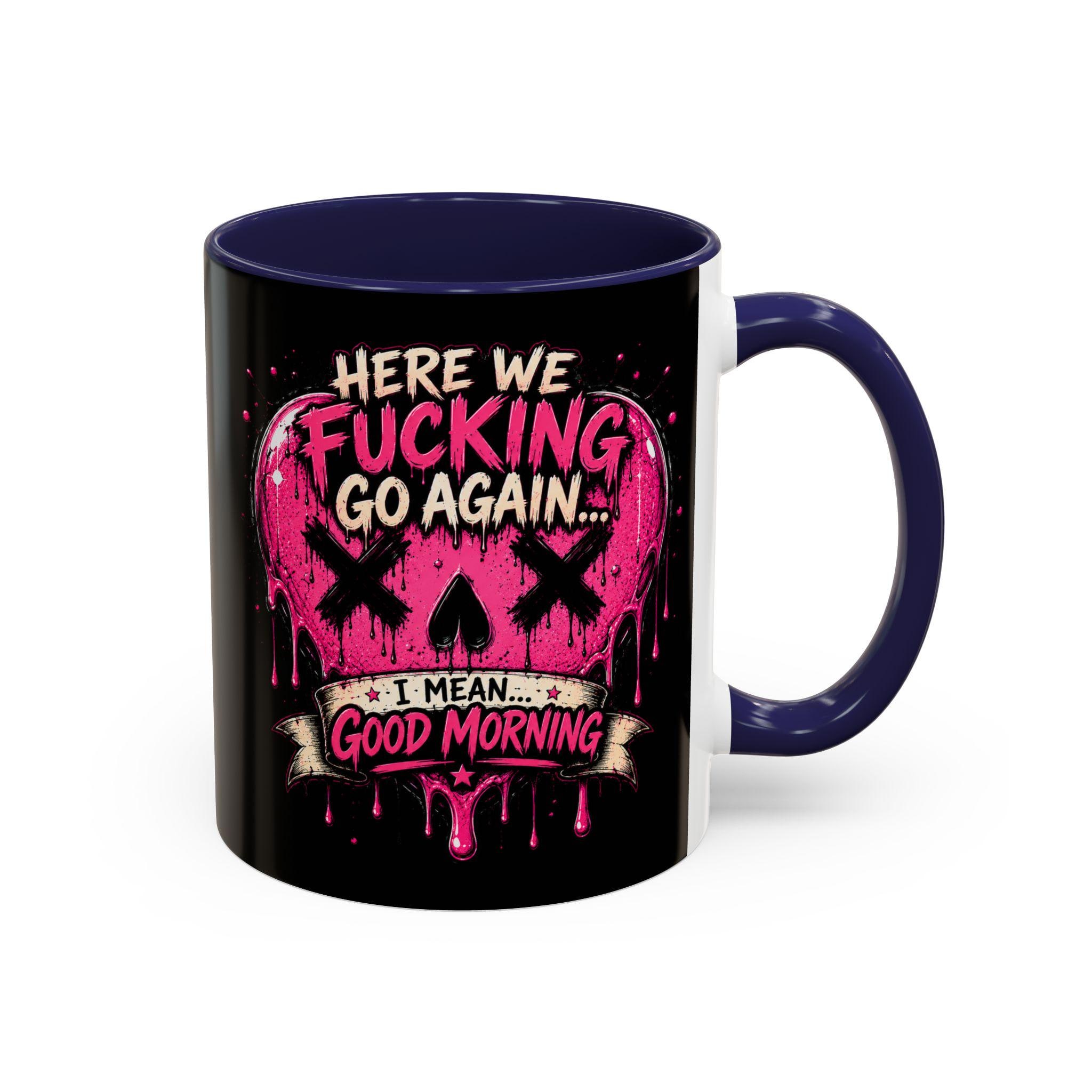 Here We Fucking Go Again Coffee Mug/Funny Morning Mug/Goth Coffee Cup/Sarcastic Gift/ Pink Skull Heart Mug/Alternative Aesthetic Drinkware, product image 8