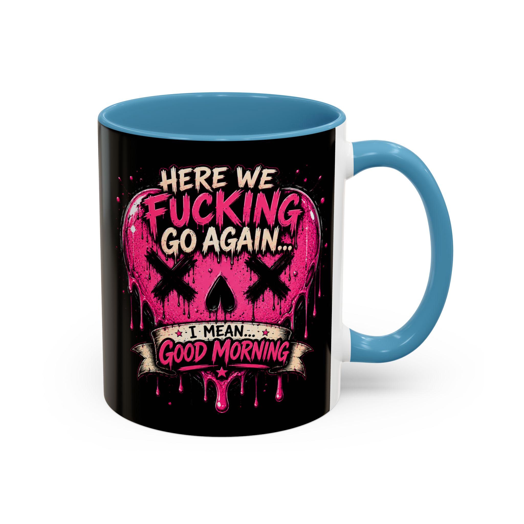 Here We Fucking Go Again Coffee Mug/Funny Morning Mug/Goth Coffee Cup/Sarcastic Gift/ Pink Skull Heart Mug/Alternative Aesthetic Drinkware, product image 9
