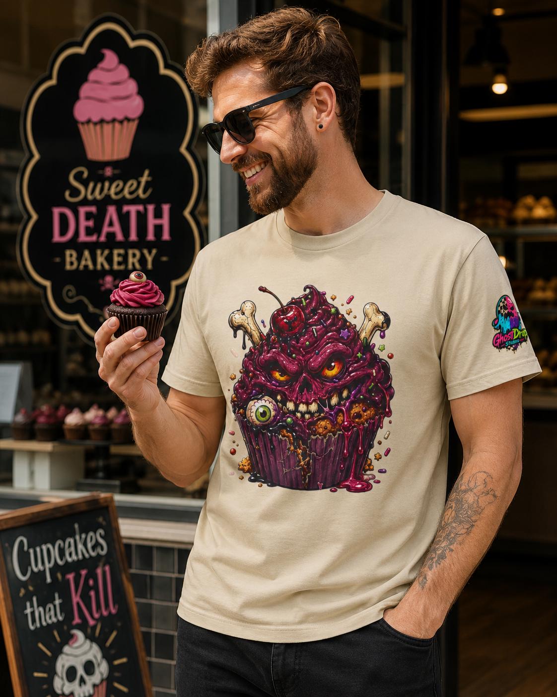 Creepy Horror Cupcake T-Shirt | Zombie Bakery, Gore Illustration
