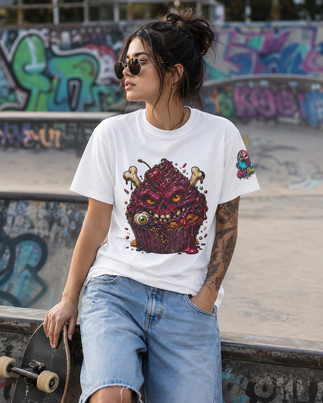 Creepy Horror Cupcake T-Shirt, product image 3