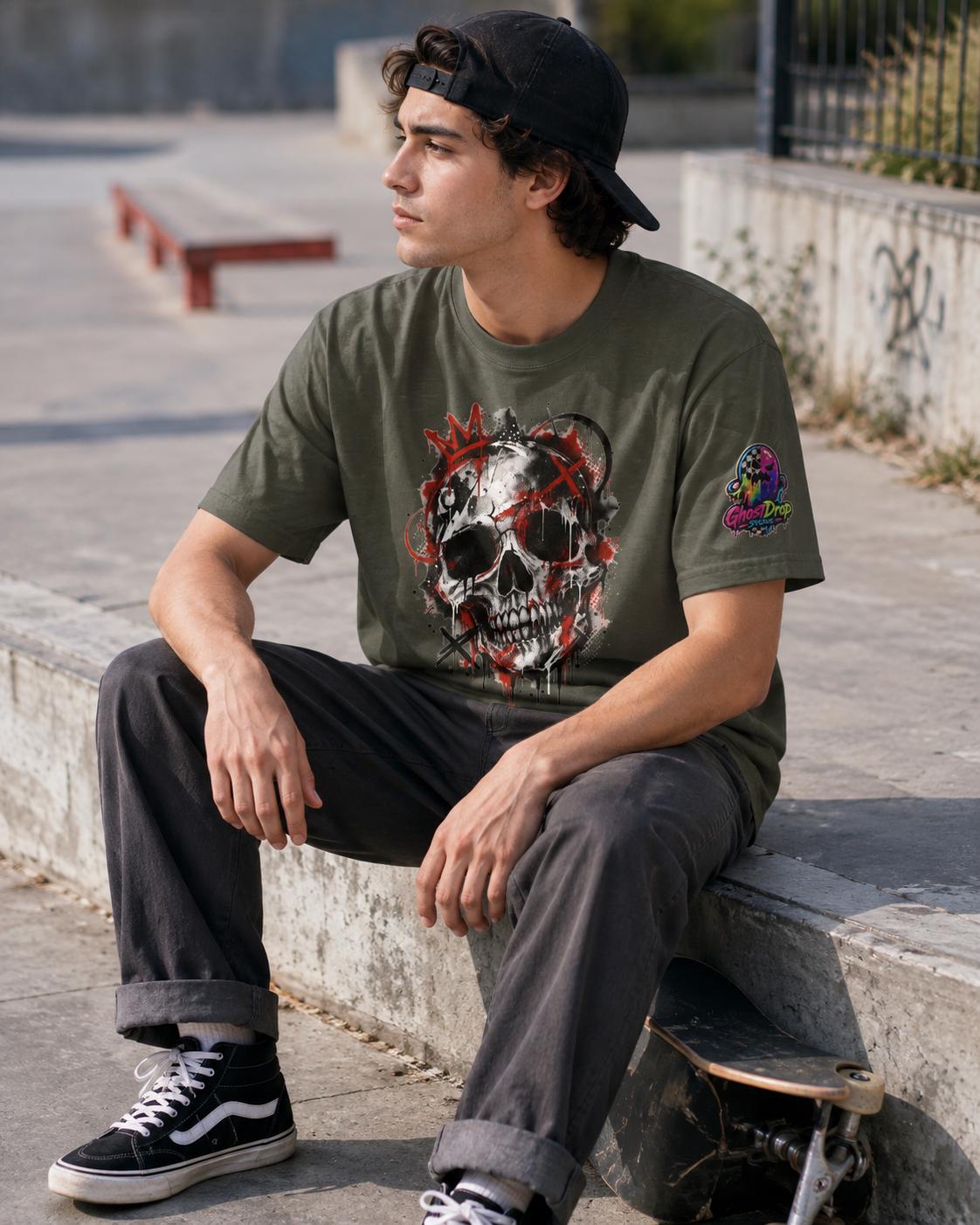 Grunge Blood Splatter Skull Tee, product image 2