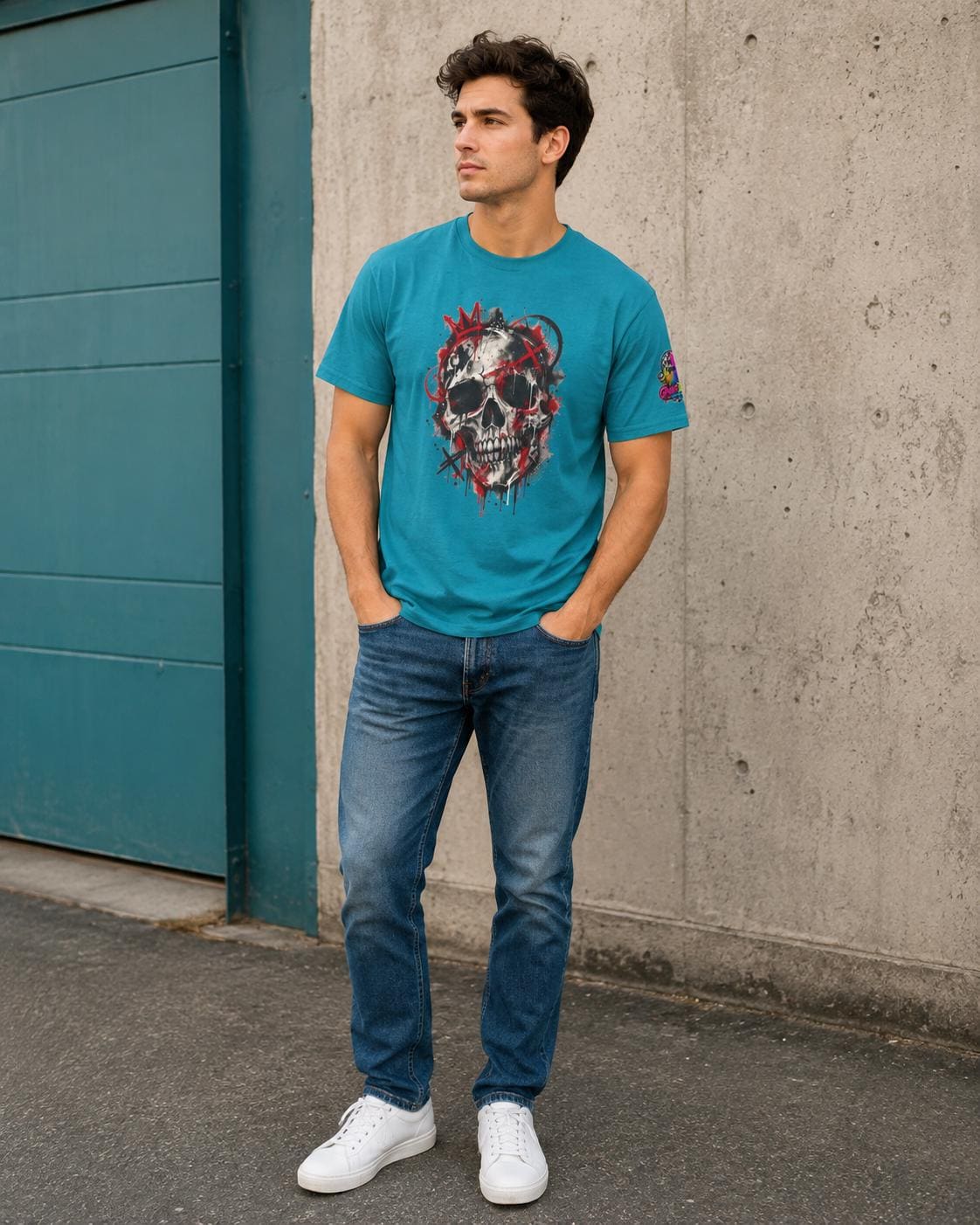 Grunge Blood Splatter Skull Tee, product image 10