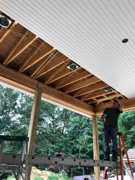 Porch construction in progress