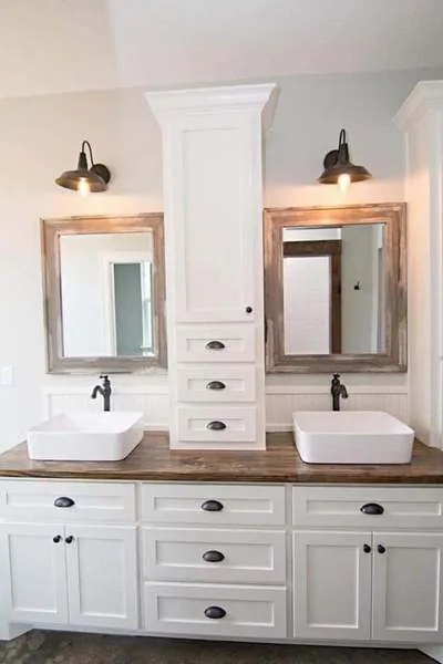 Finished bathroom renovation with double vanity